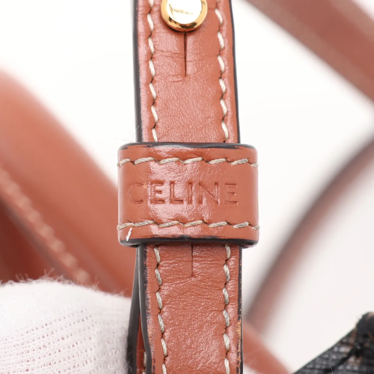 Triomphe Mini Vertical Cabas PVC x Leather 2-Way Handbag Brown — view 9