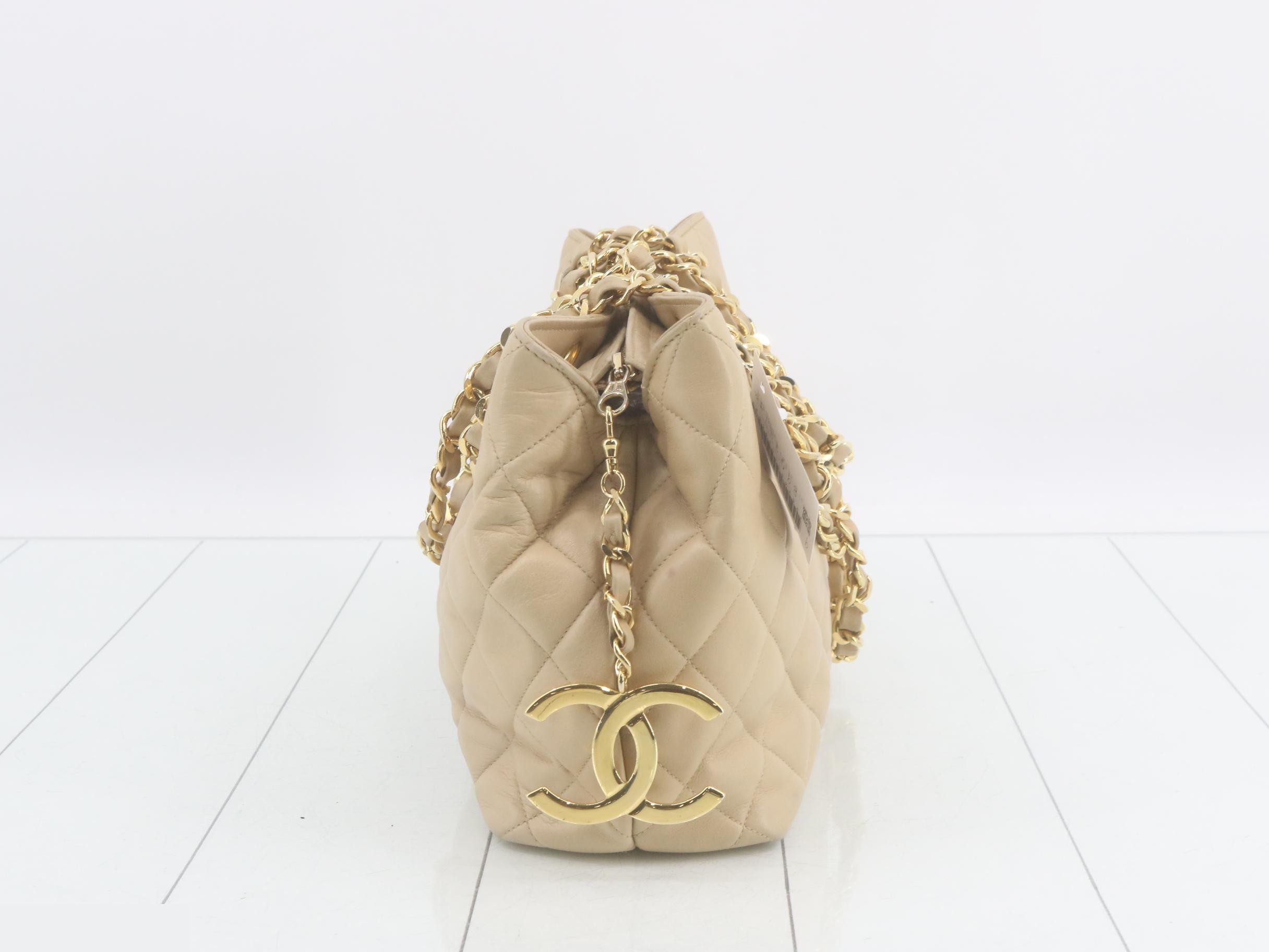 Matelassé Leather Chain Semi-Shoulder Bag — view 4