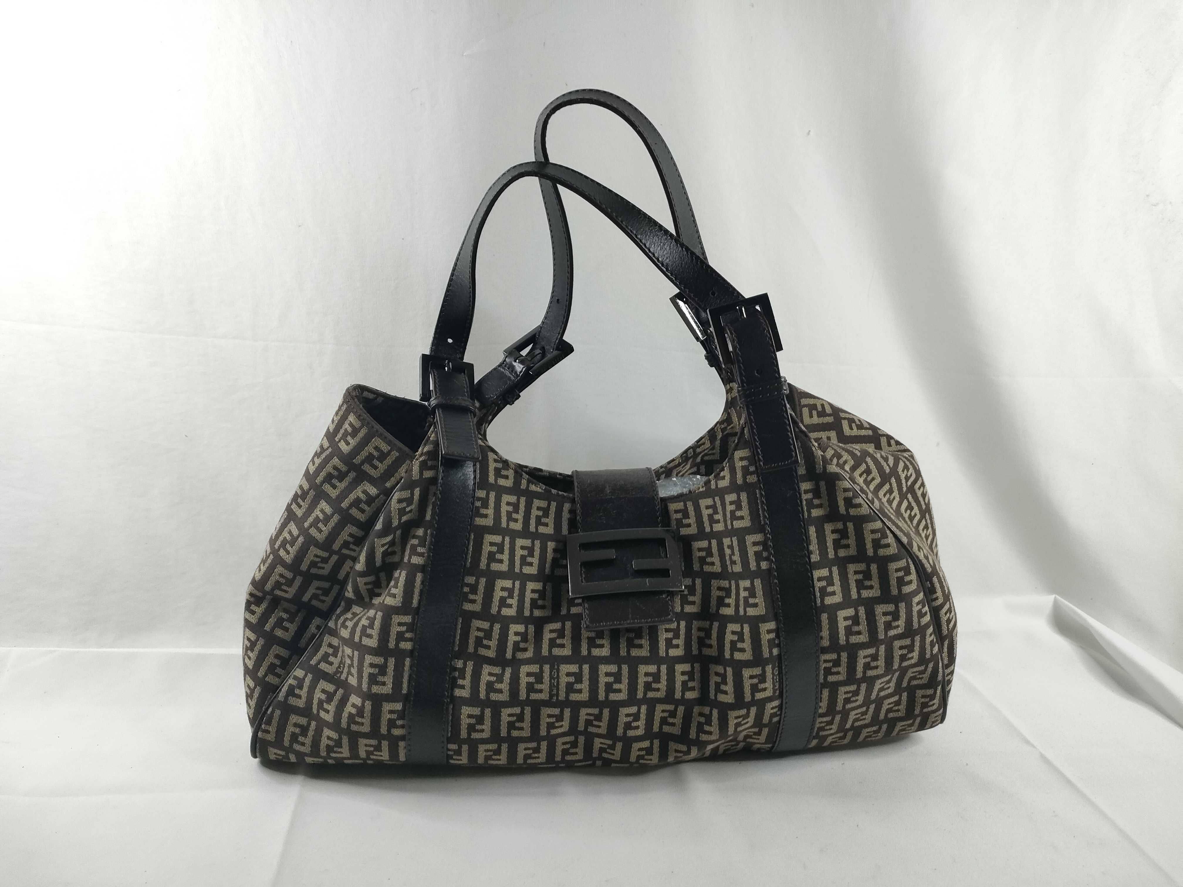 Zucca pattern Fendi Zucca canvas x leather handbag Brown 8BR091 handbag