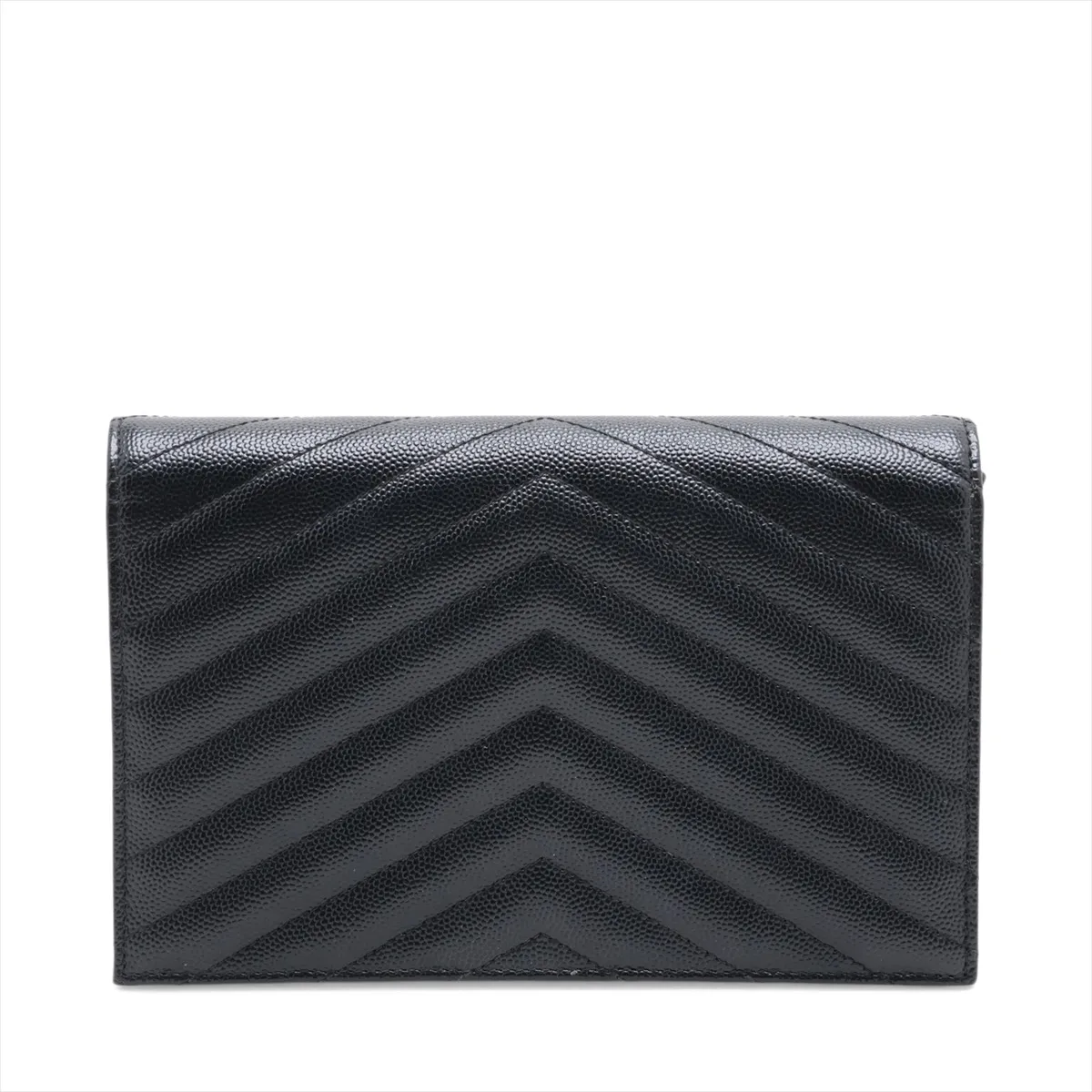 Envelope Leather Chain Wallet, Black, 695108 — view 2