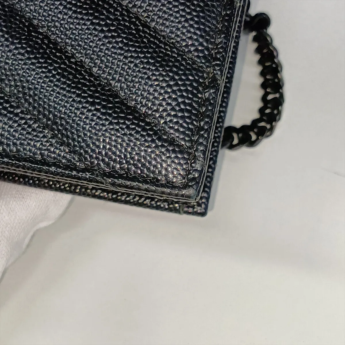 Envelope Leather Chain Wallet, Black, 695108 — view 12