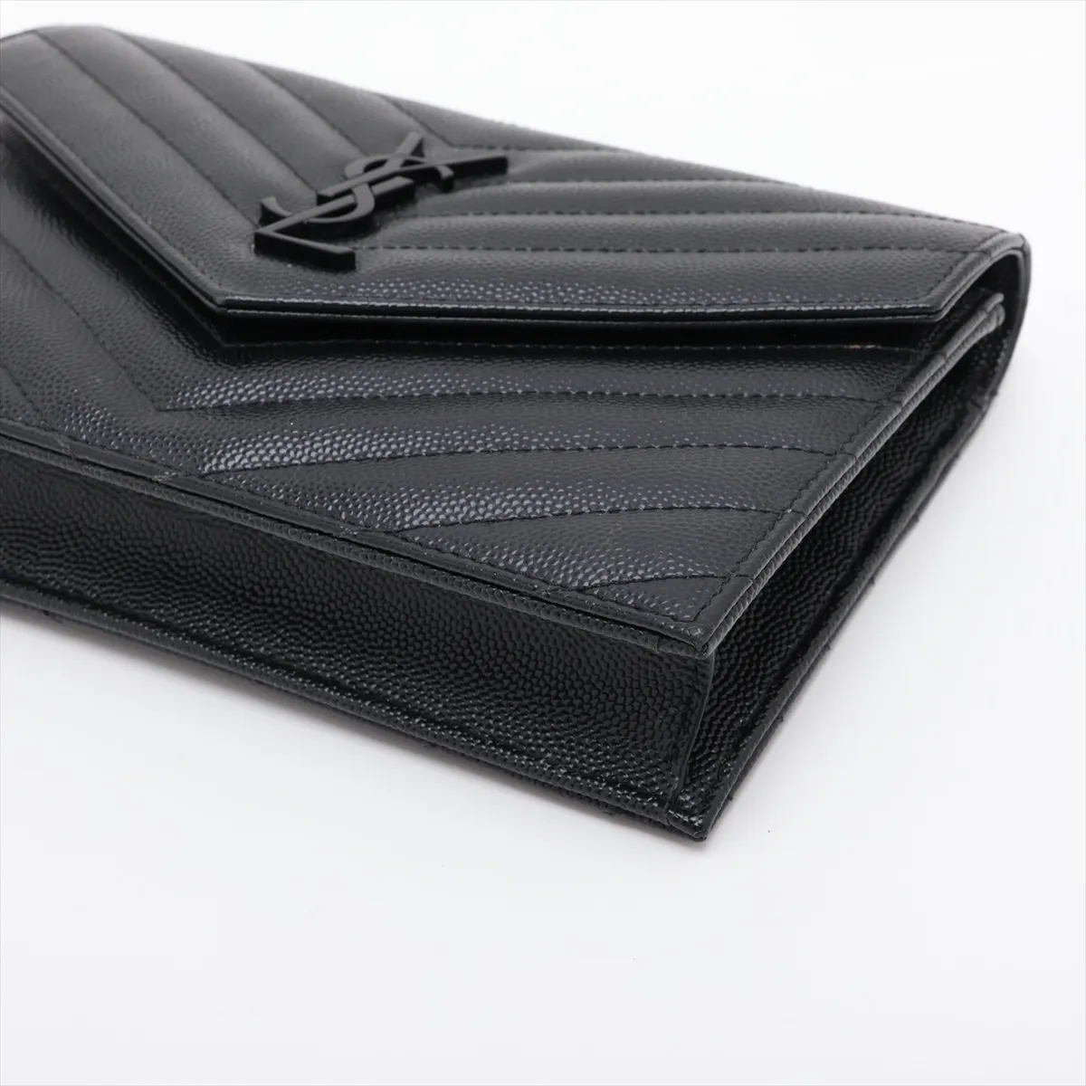 Envelope Leather Chain Wallet, Black, 695108 — view 3
