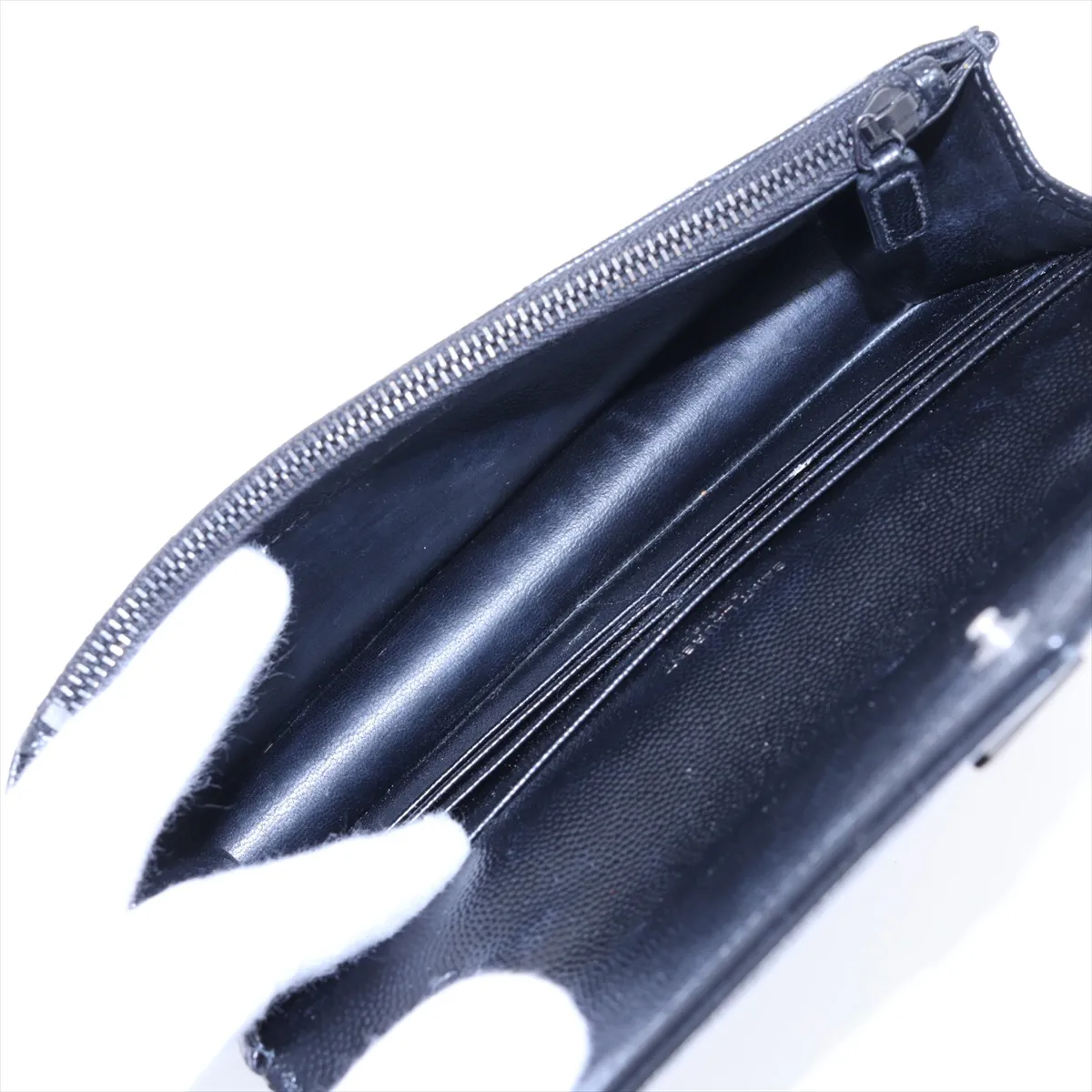 Envelope Leather Chain Wallet, Black, 695108 — view 6