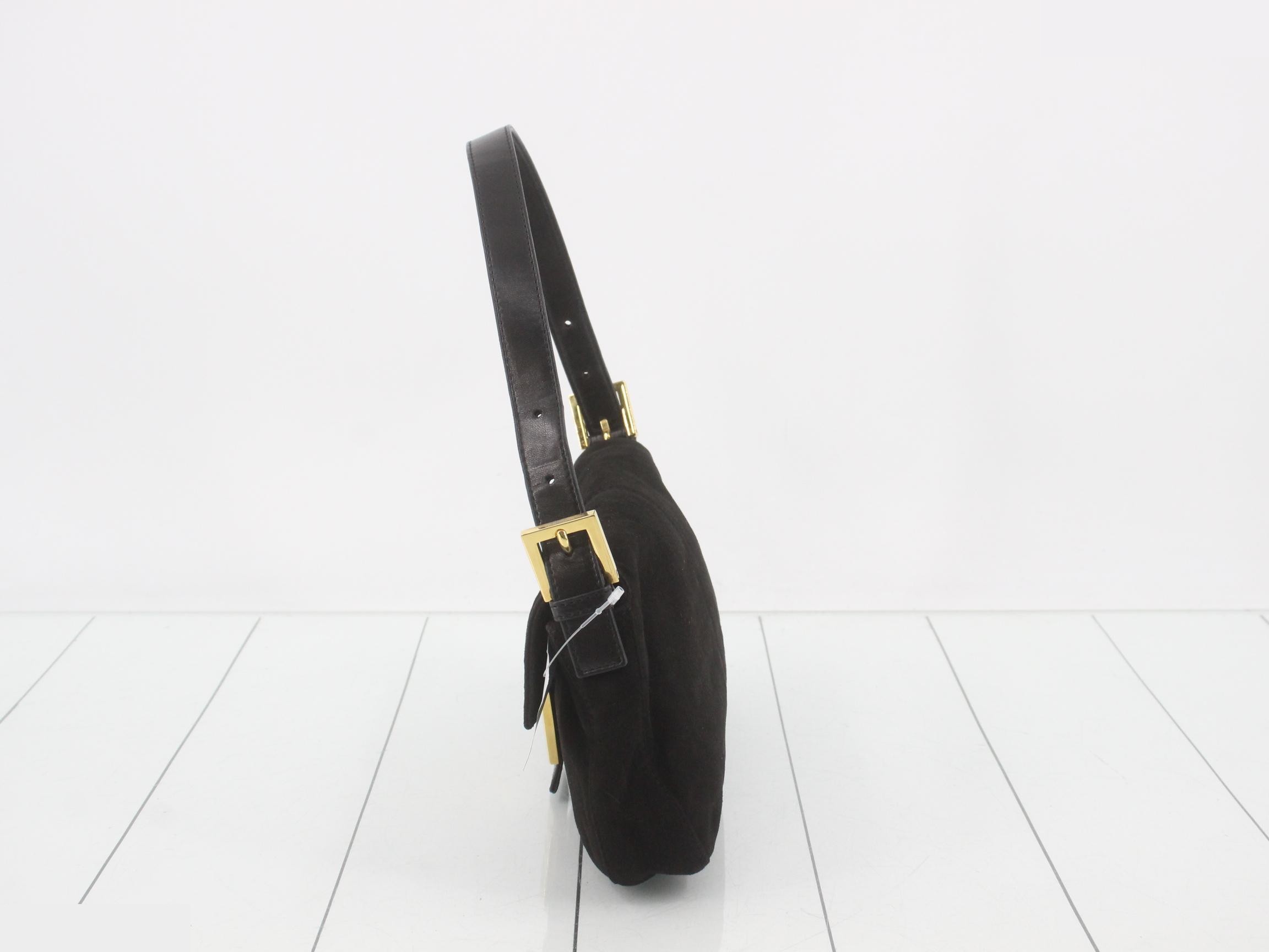 Mamma Bucket Shoulder Bag, Suede, Black, Glitter Buckle — view 3
