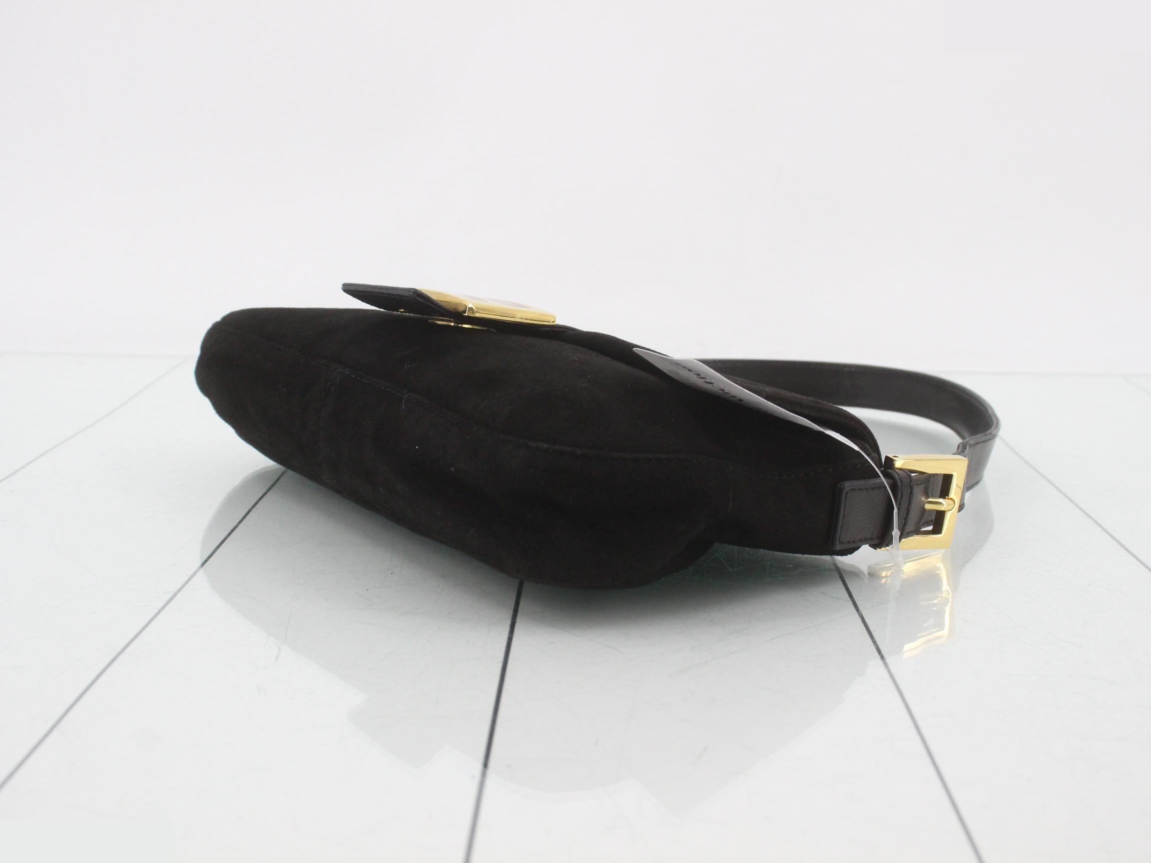 Mamma Bucket Shoulder Bag, Suede, Black, Glitter Buckle — view 6