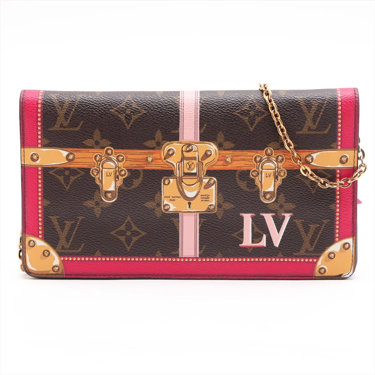 Monogram Summer Trunk Pochette Weekend M62456 UB1128 Brown x Pink