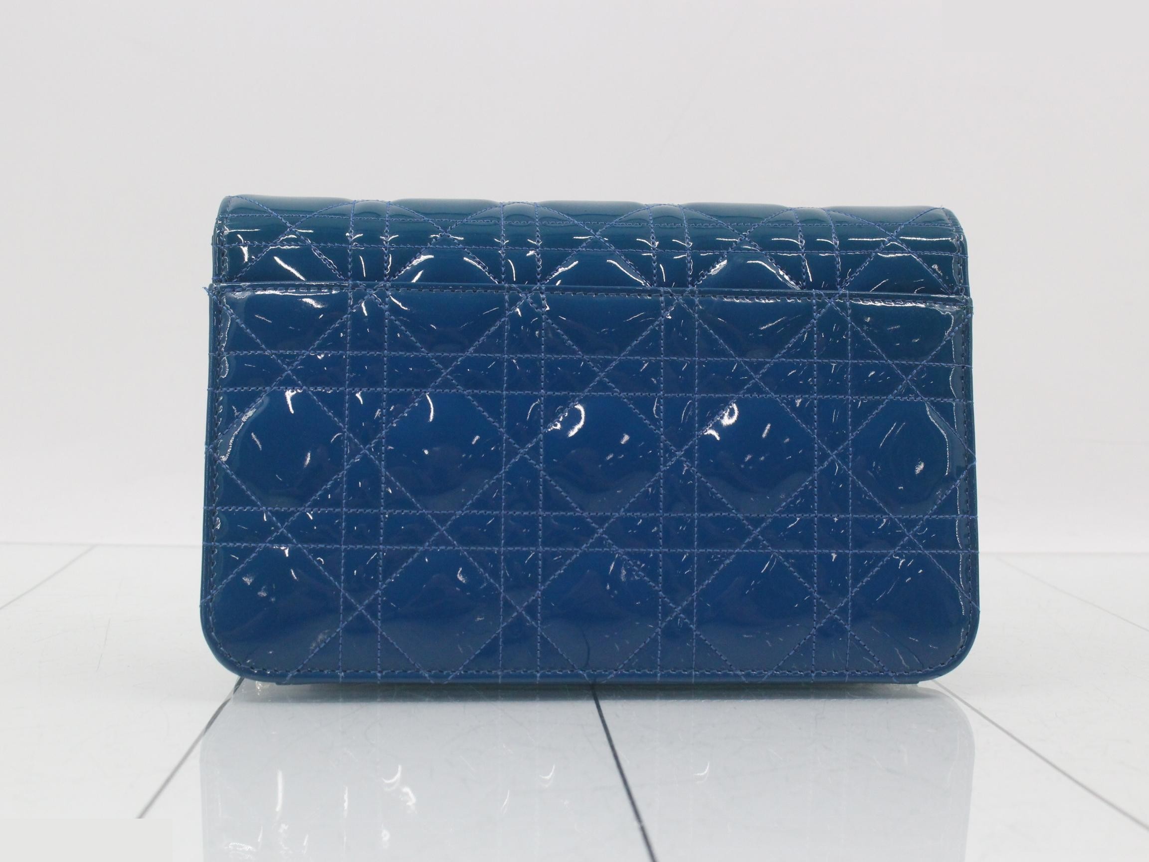 Miss Dior Cannage Chain Wallet Long Wallet Blue — view 2