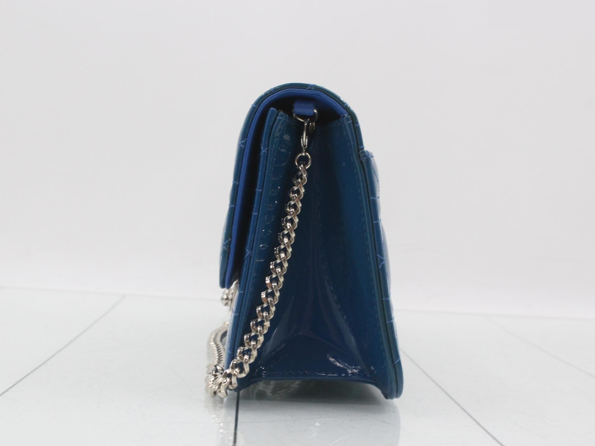 Miss Dior Cannage Chain Wallet Long Wallet Blue — view 3