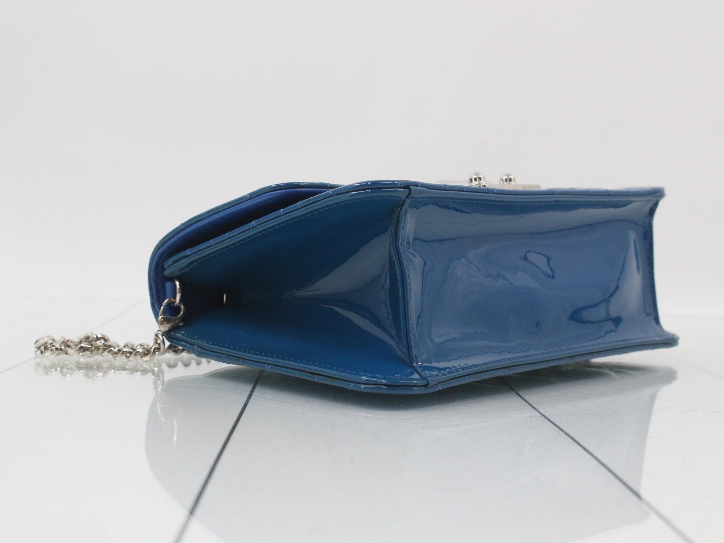 Miss Dior Cannage Chain Wallet Long Wallet Blue — view 5