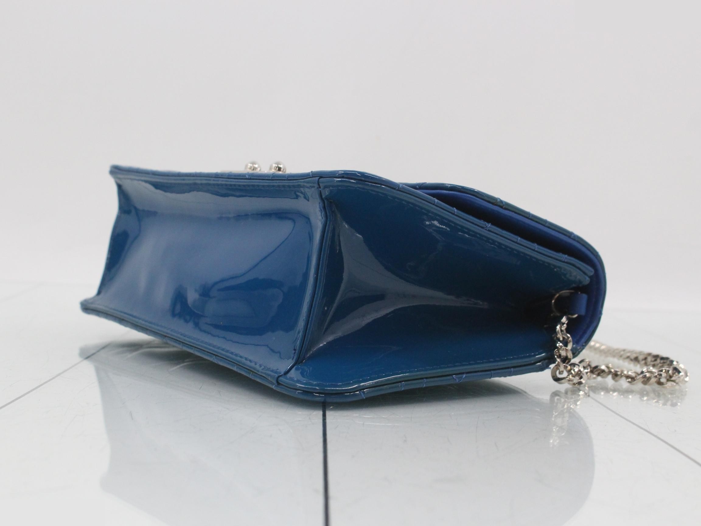 Miss Dior Cannage Chain Wallet Long Wallet Blue — view 6