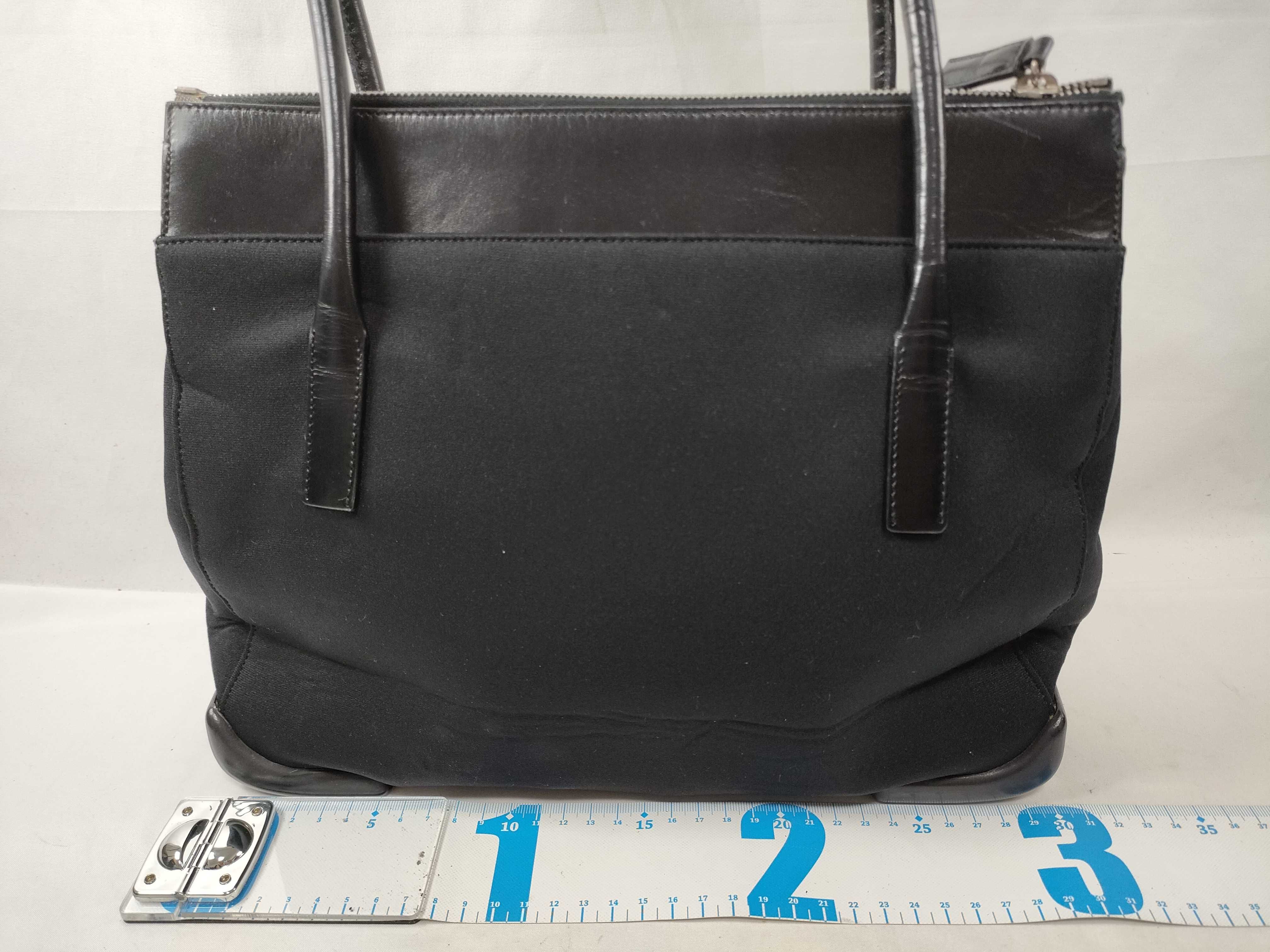 Neoprene x Leather Black Tote Bag with Card Holder — view 2