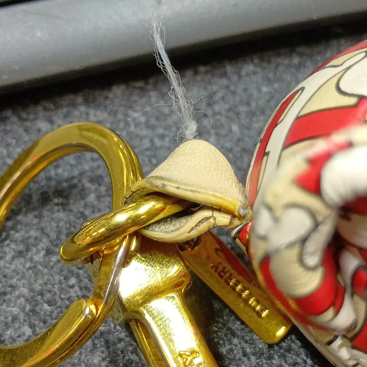 Thomas Bear Charm, Leather, Red x Beige. Shows signs of wear, — view 5
