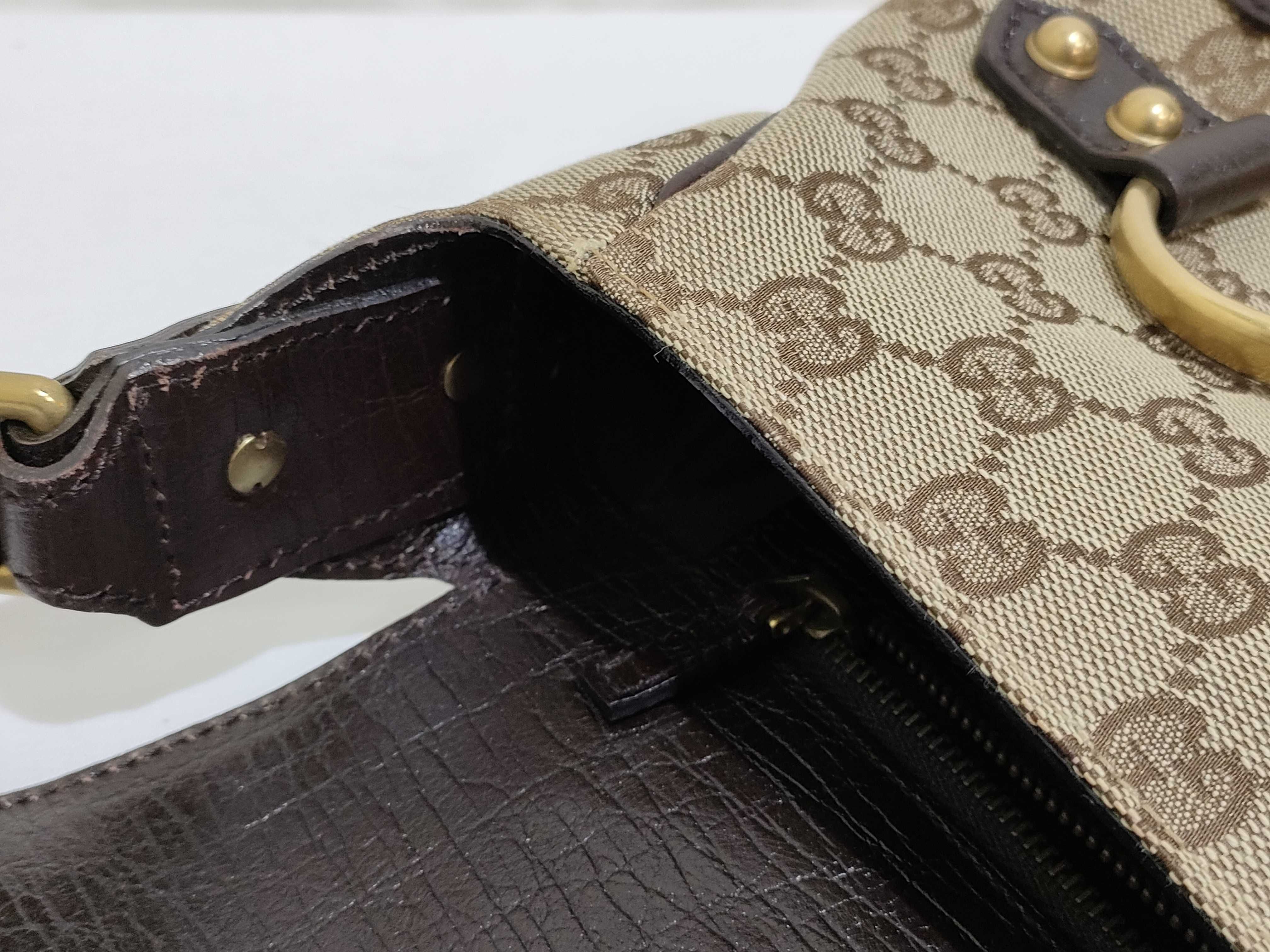GG Canvas One-Shoulder Bag, Horsebit Design, Dark Brown Shoulder Bag — view 12