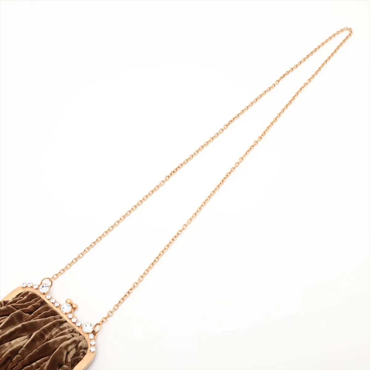 Matelassé Velour Chain Shoulder Bag, Brown — view 5