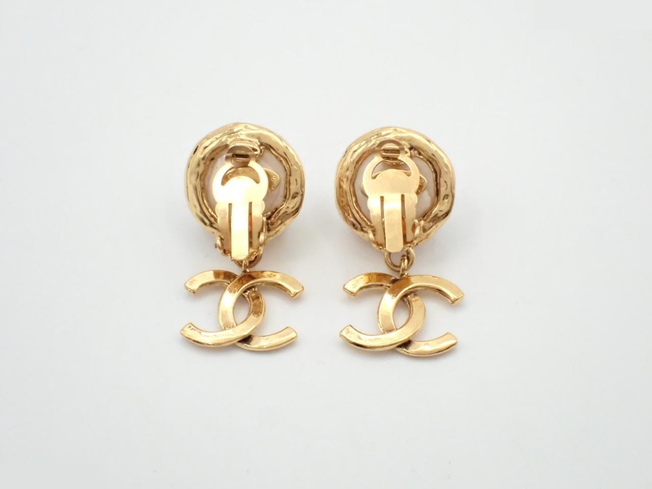 Coco Mark Faux Pearl Earrings, Vintage, 93A — view 2