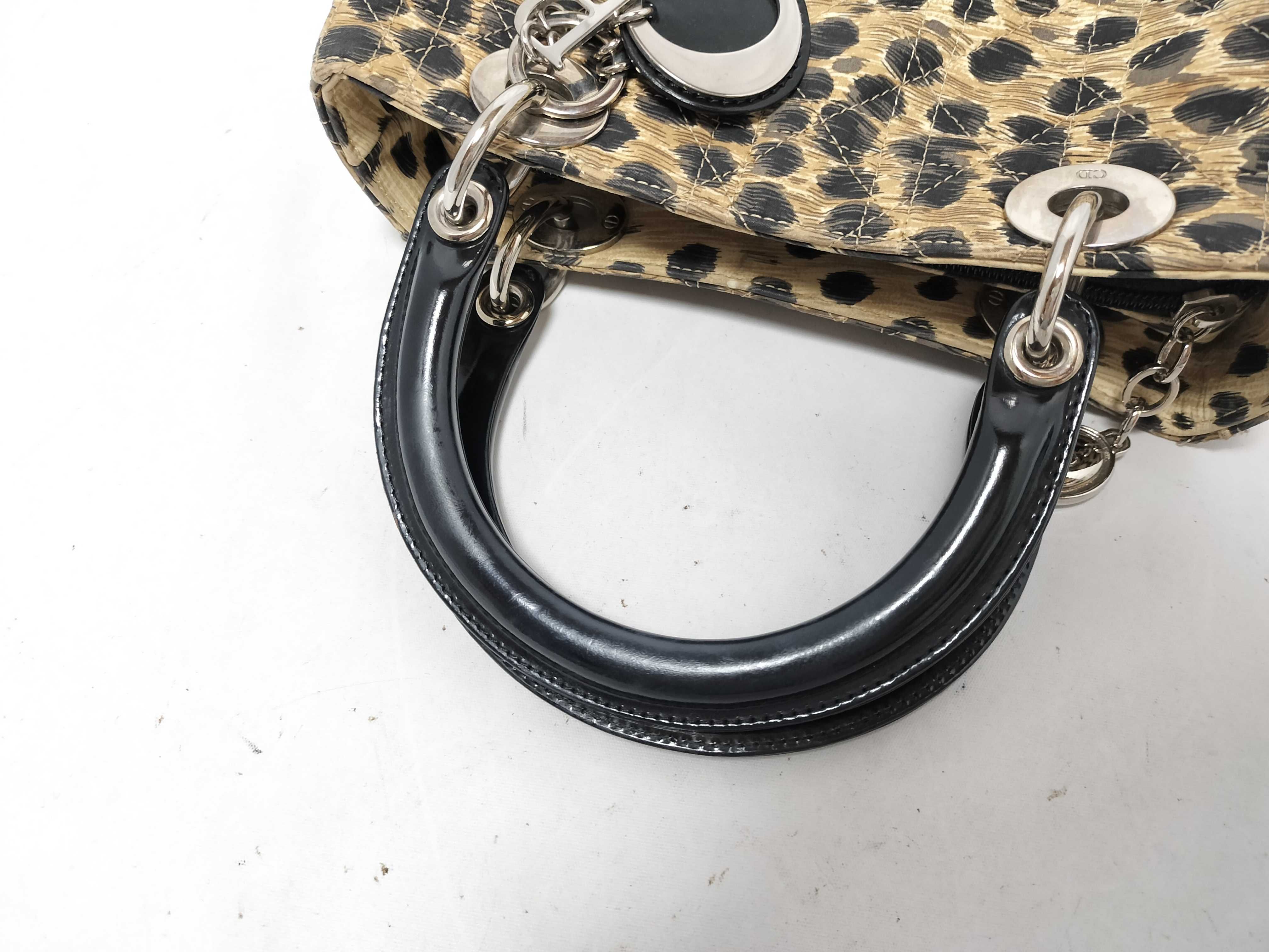 Lady Dior Christian Lady Cannage Canvas Handbag Leopard Handbag — view 3