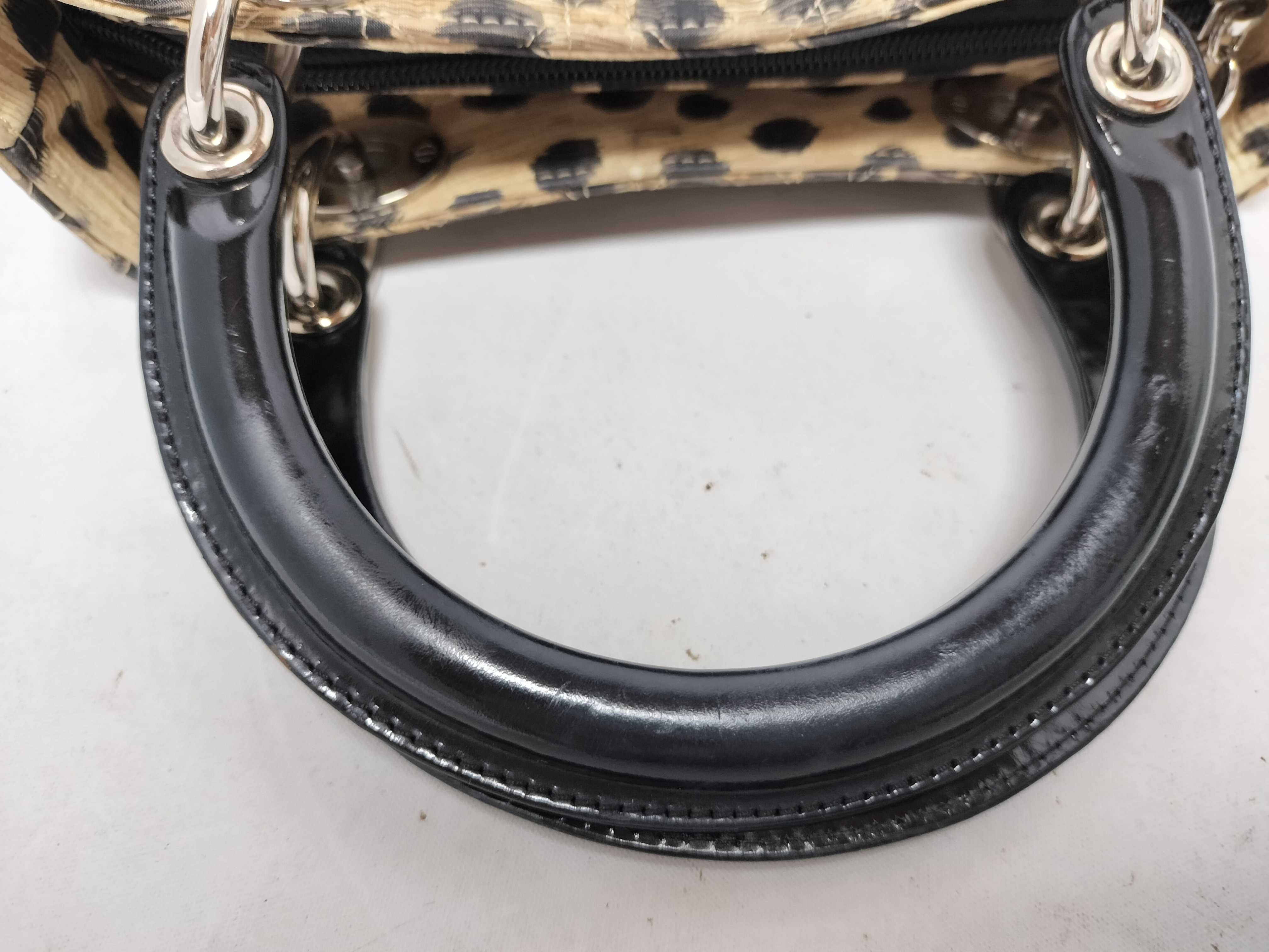 Lady Dior Christian Lady Cannage Canvas Handbag Leopard Handbag — view 4