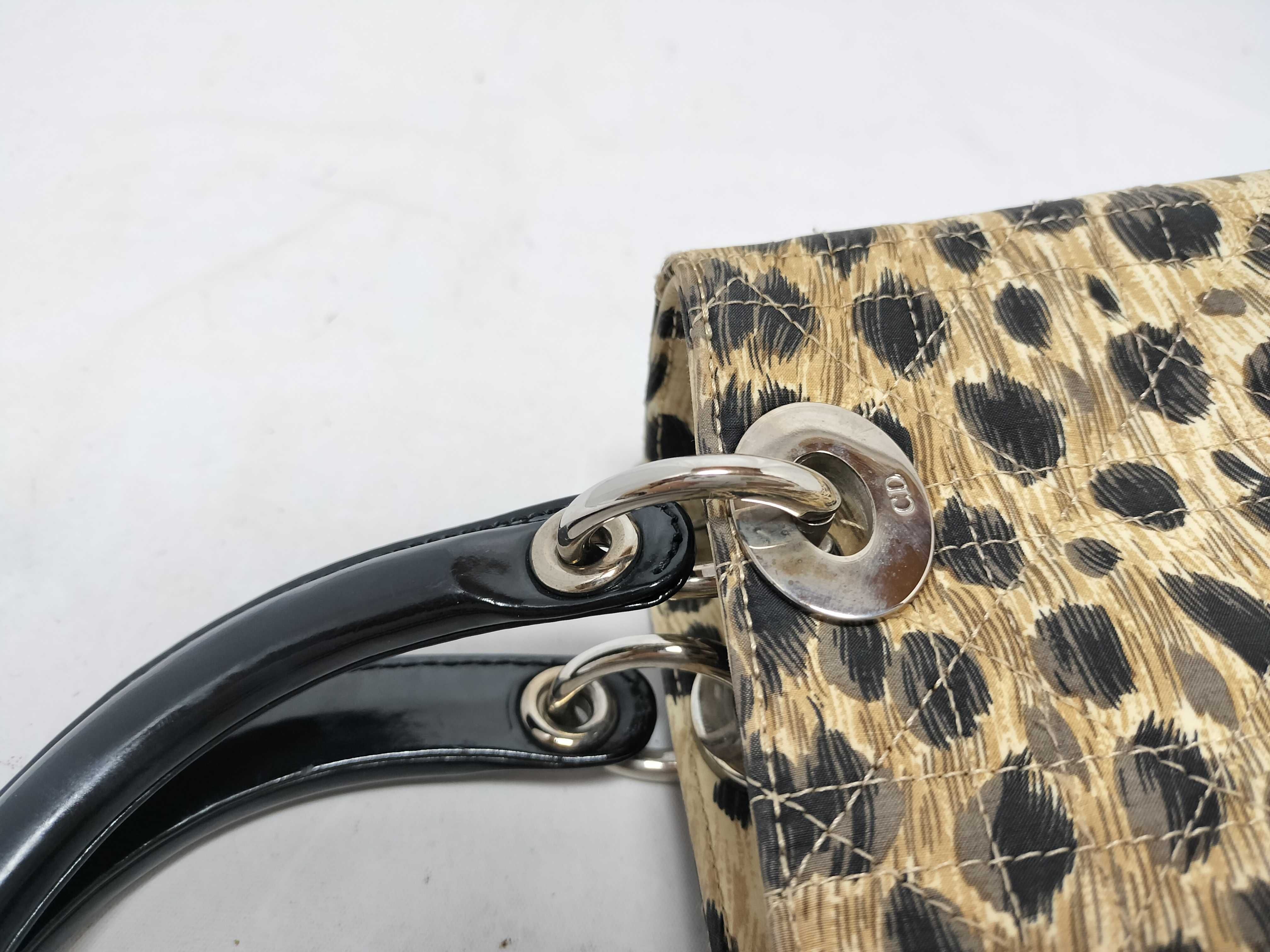 Lady Dior Christian Lady Cannage Canvas Handbag Leopard Handbag — view 5