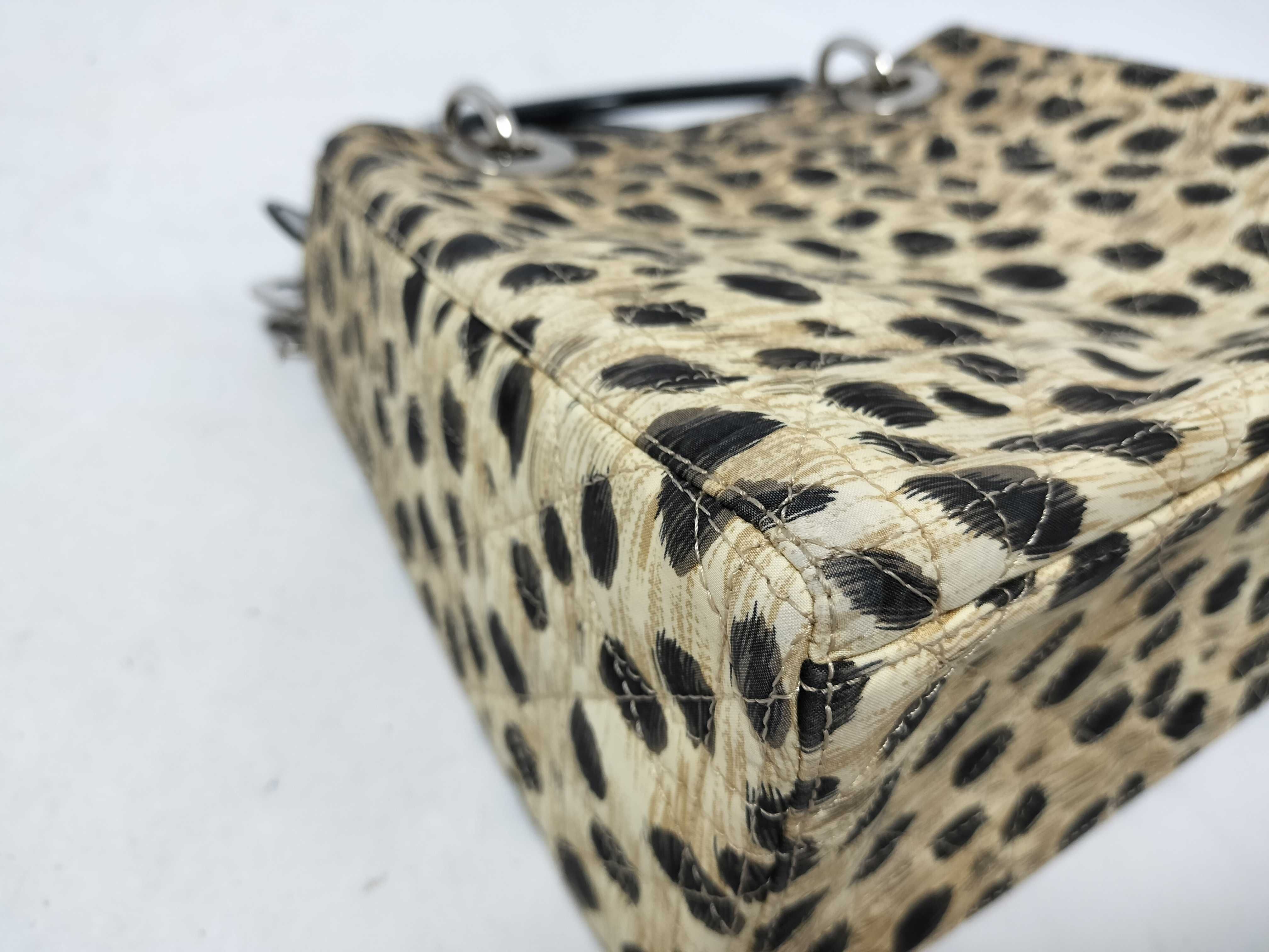 Lady Dior Christian Lady Cannage Canvas Handbag Leopard Handbag — view 7