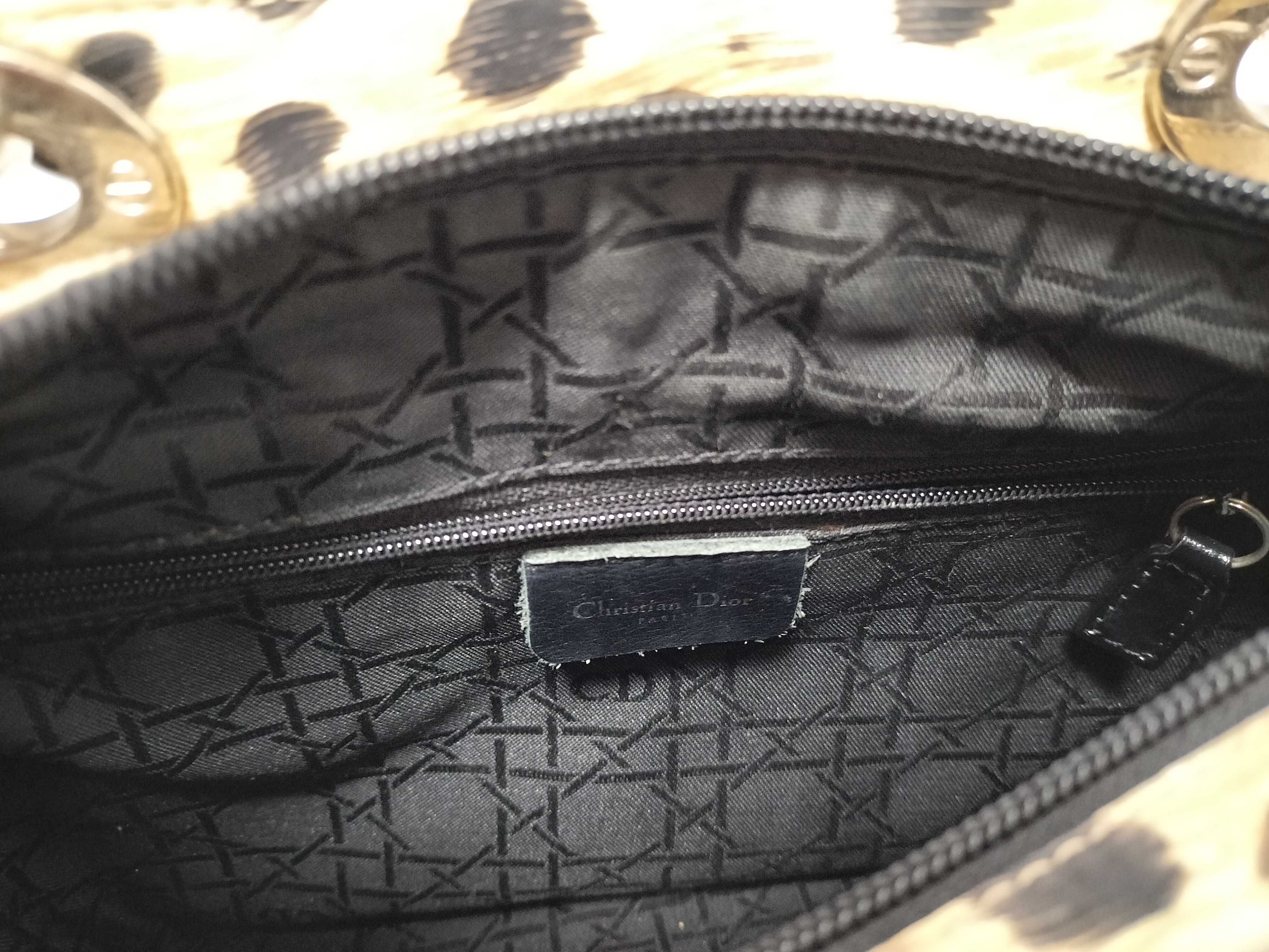 Lady Dior Christian Lady Cannage Canvas Handbag Leopard Handbag — view 9