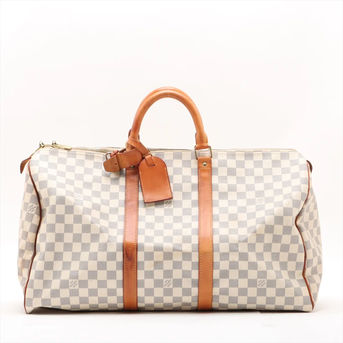 Damier Azur Keepall 50 N41430 MB4068 White with initials — view 2