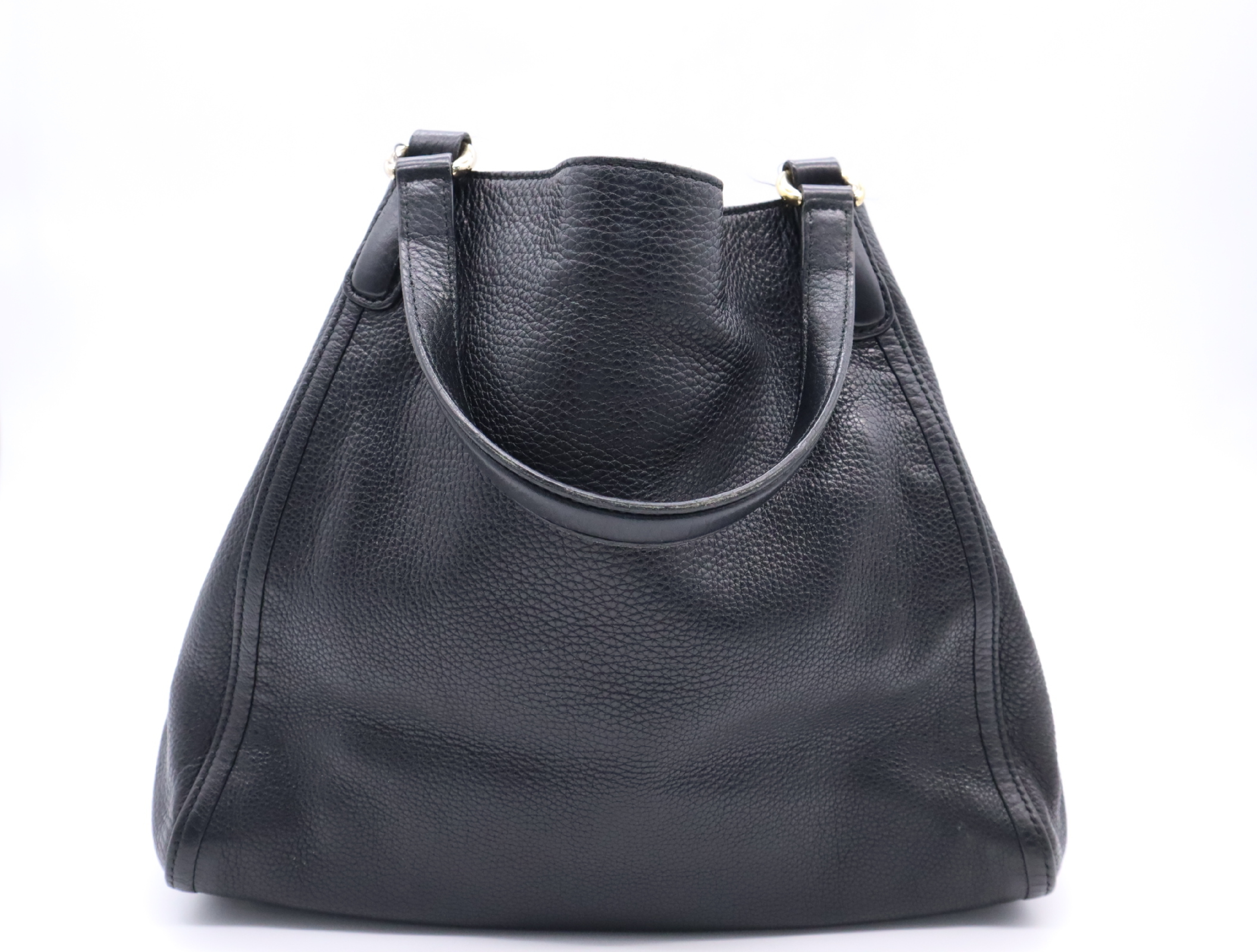 282309 Leather Soho Interlocking G Tote Bag, Black, Gold Hardware, with Charm and Dust Bag. — view 2