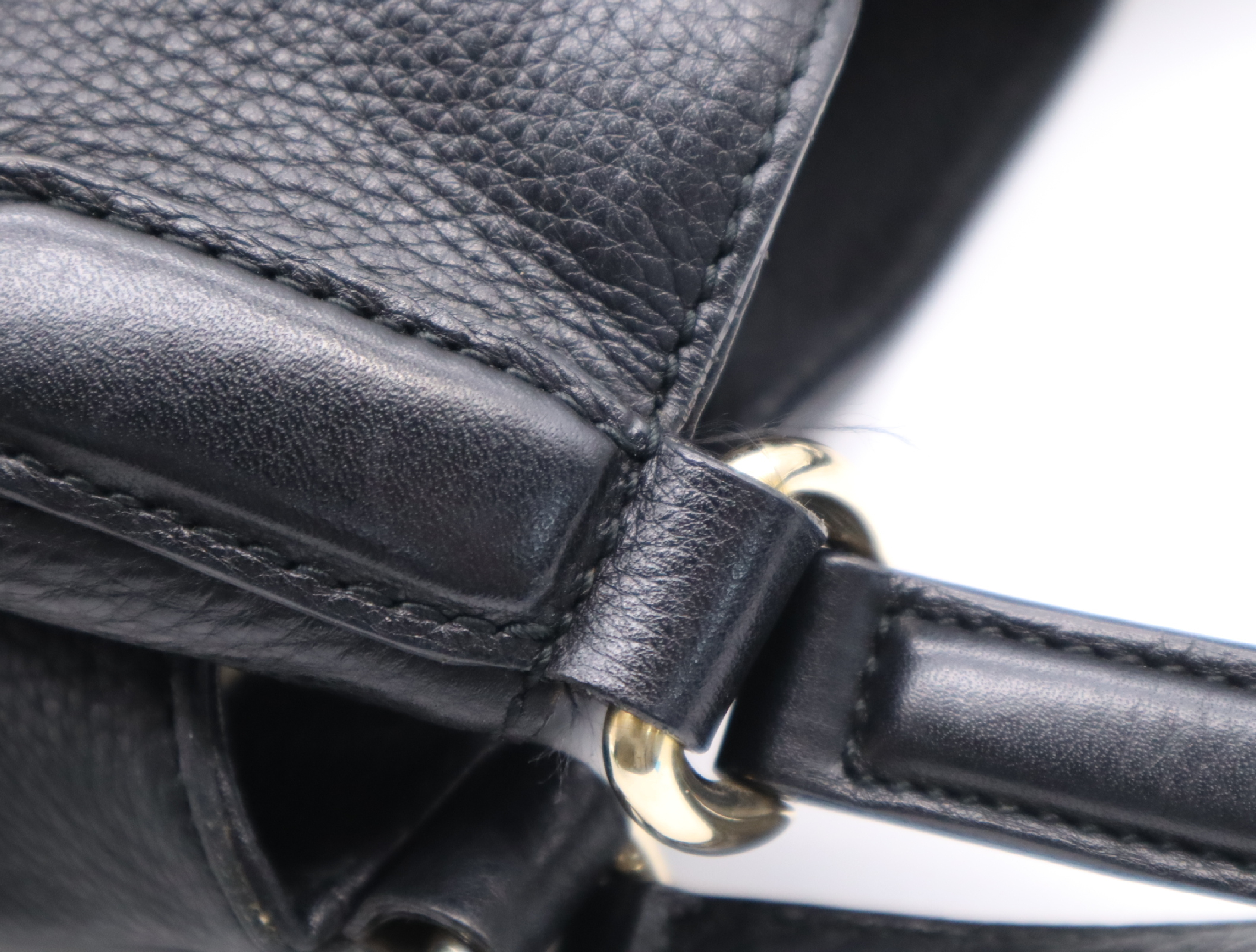 282309 Leather Soho Interlocking G Tote Bag, Black, Gold Hardware, with Charm and Dust Bag. — view 8