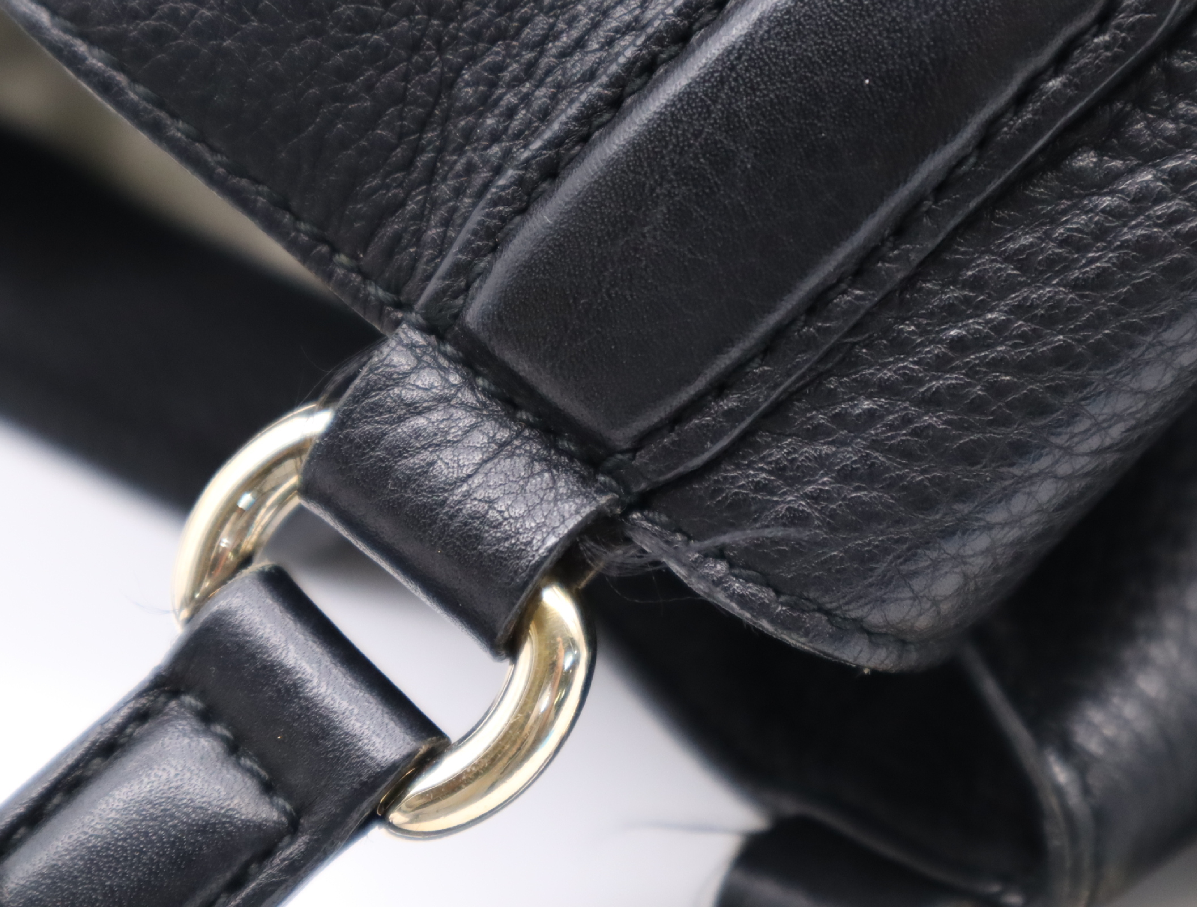 282309 Leather Soho Interlocking G Tote Bag, Black, Gold Hardware, with Charm and Dust Bag. — view 9