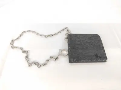 Black Calfskin Chain Card Case