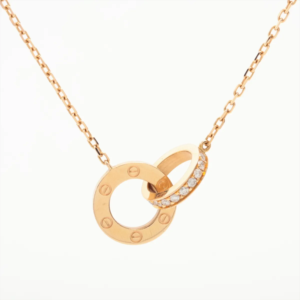 Love Circle Pavé Diamond Necklace, 750 (PG), 5.6g, PUC956. Features: dents and gouges in the metal setting. — view 2