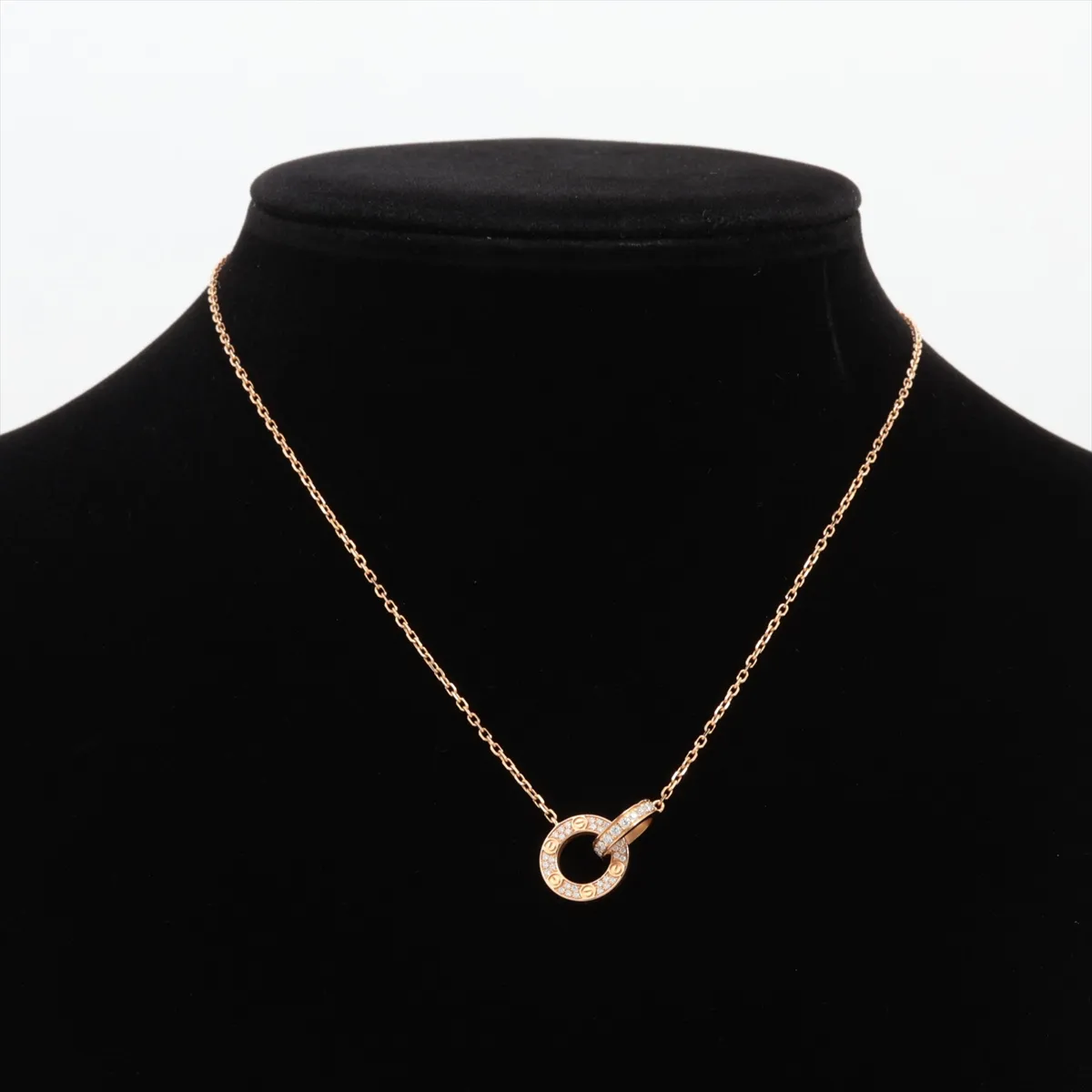 Love Circle Pavé Diamond Necklace, 750 (PG), 5.6g, PUC956. Features: dents and gouges in the metal setting. — view 5