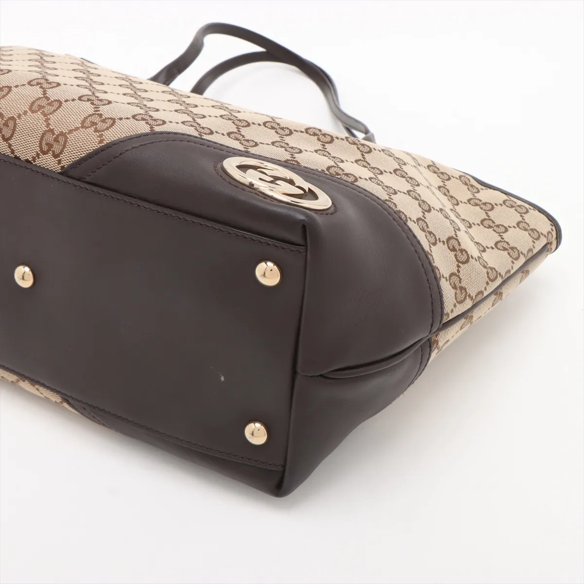 GG canvas x leather tote bag beige x brown 169946 — view 3
