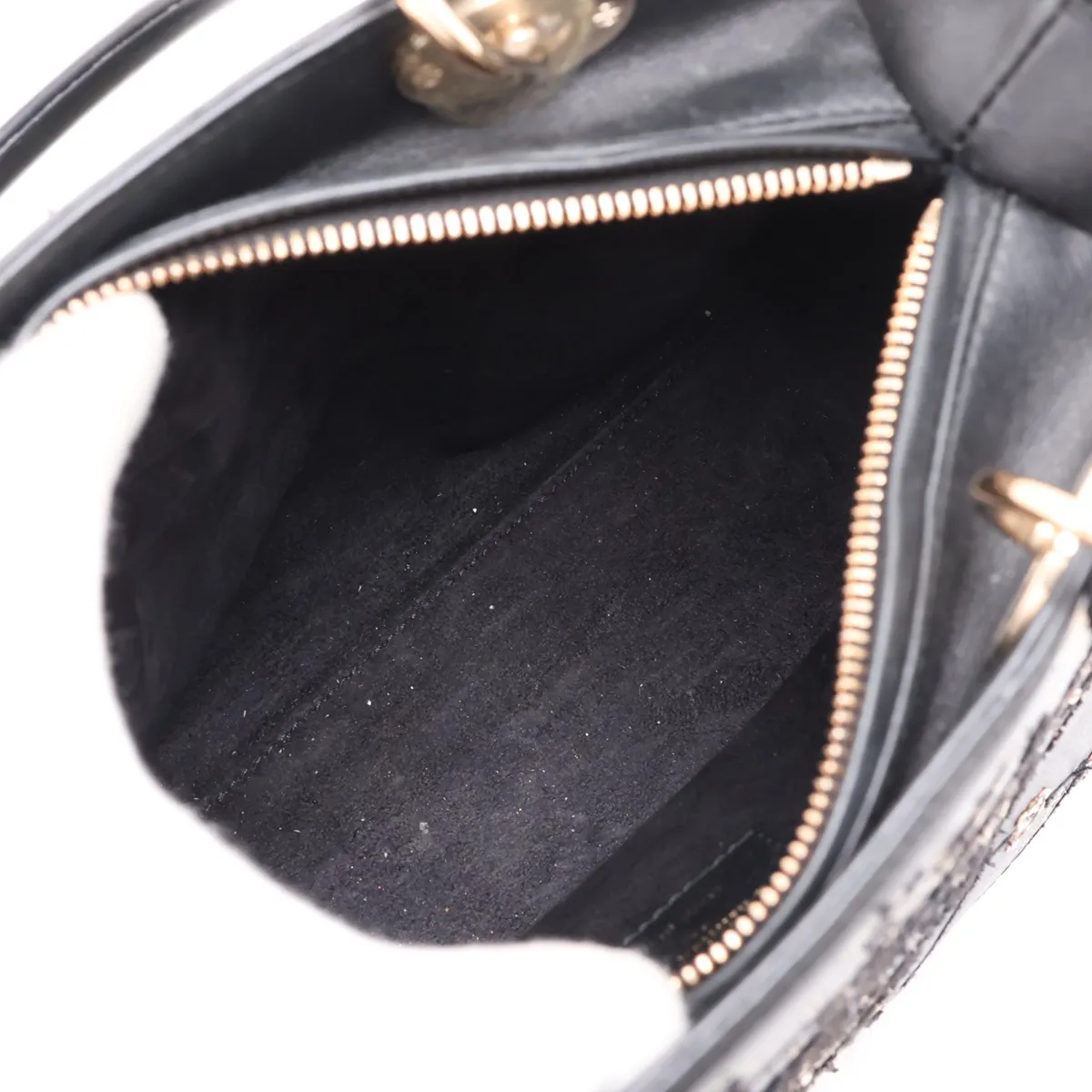 Lady Dior Leather x Sequin 2-Way Handbag, Black — view 8
