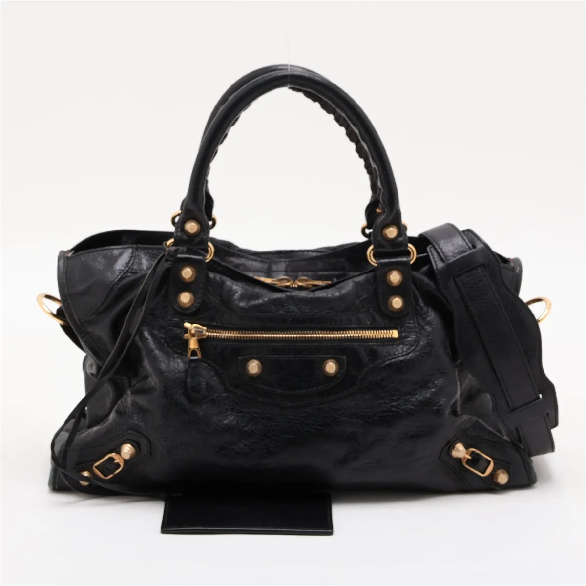 The Giant City 281770 Leather 2-Way Handbag Black 281770