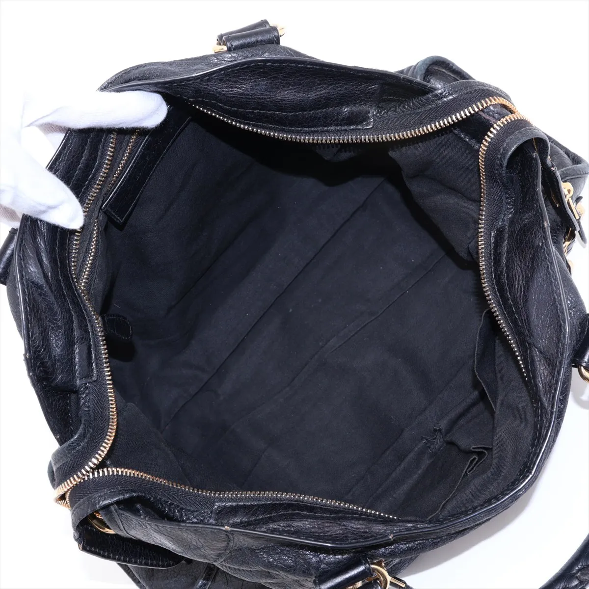 The Giant City 281770 Leather 2-Way Handbag Black 281770 — view 8