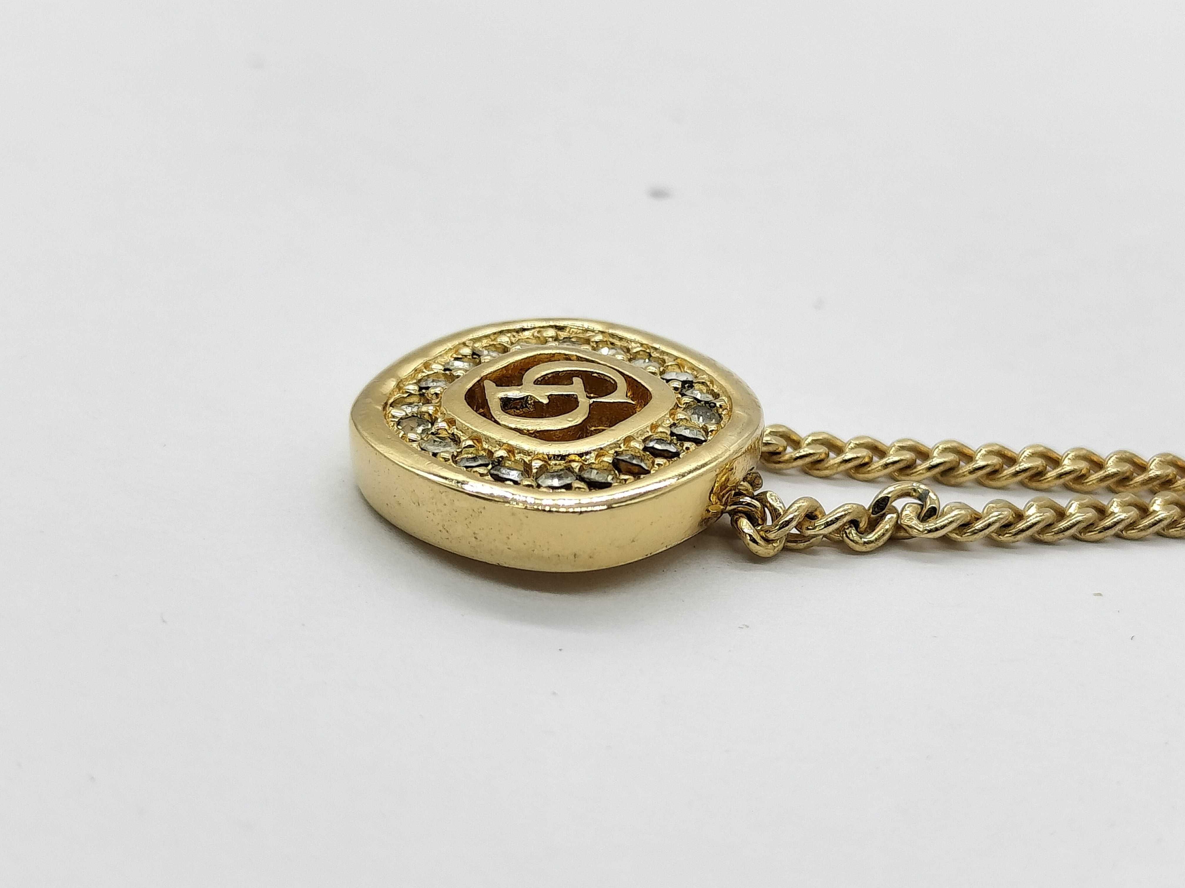 Rhinestone x Logo Gold Necklace — view 2
