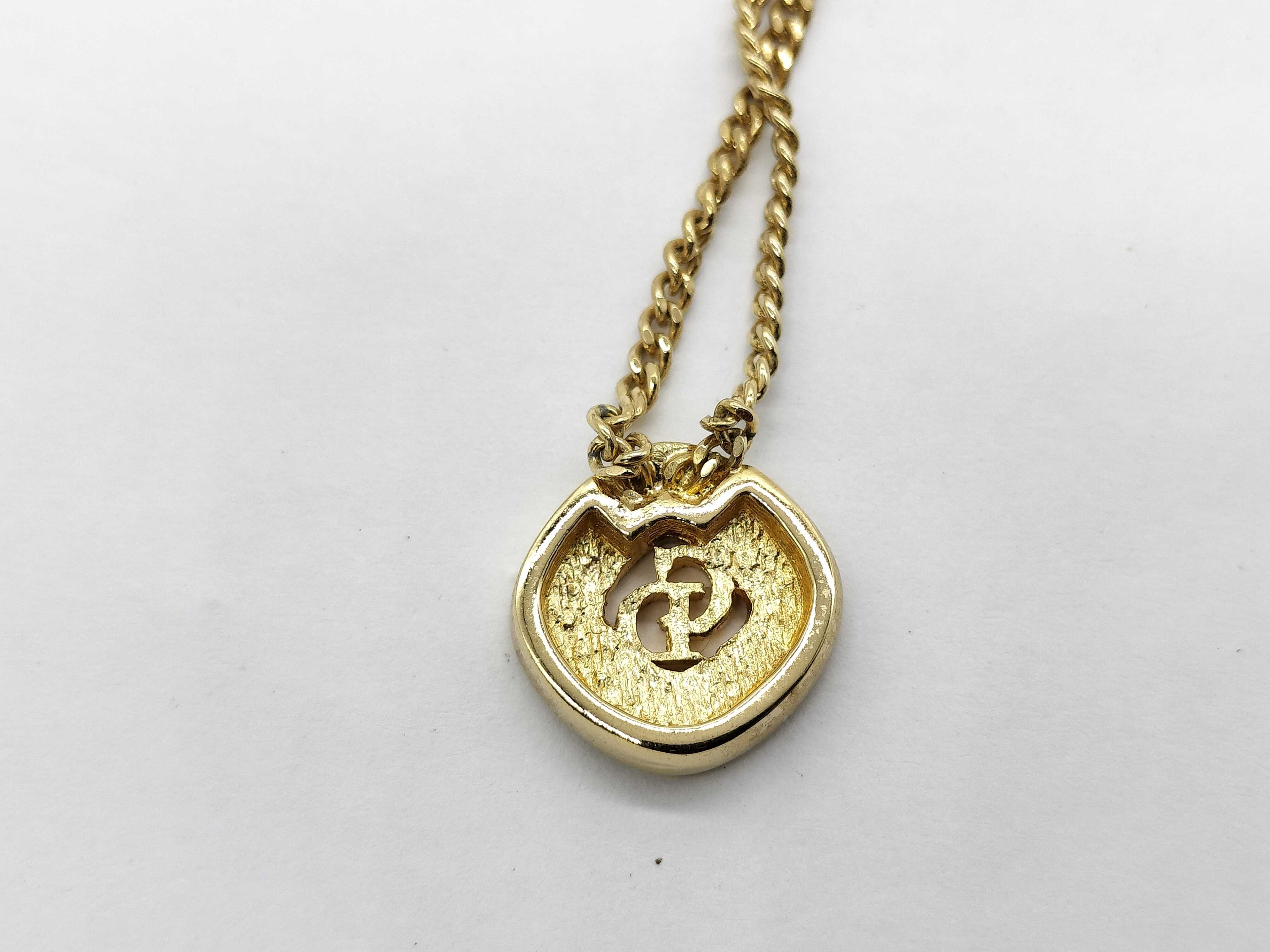 Rhinestone x Logo Gold Necklace — view 3