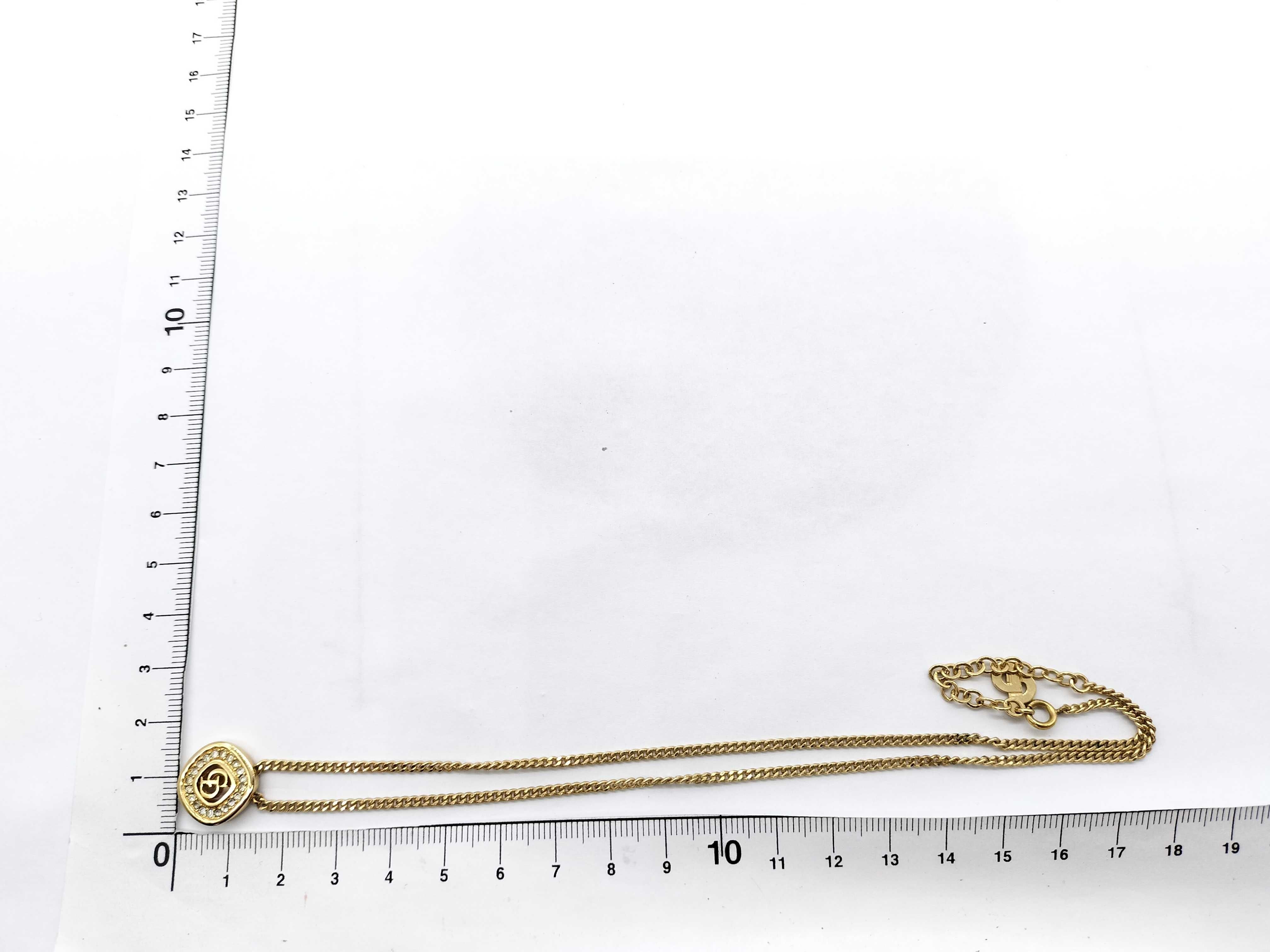 Rhinestone x Logo Gold Necklace — view 6