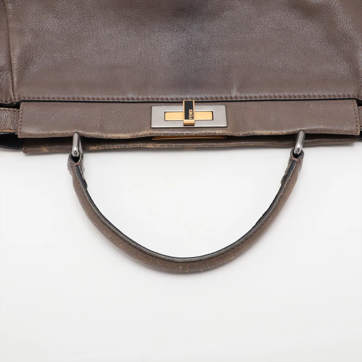 Peekaboo Large Leather 2-Way Handbag Brown 8BN210 — view 5