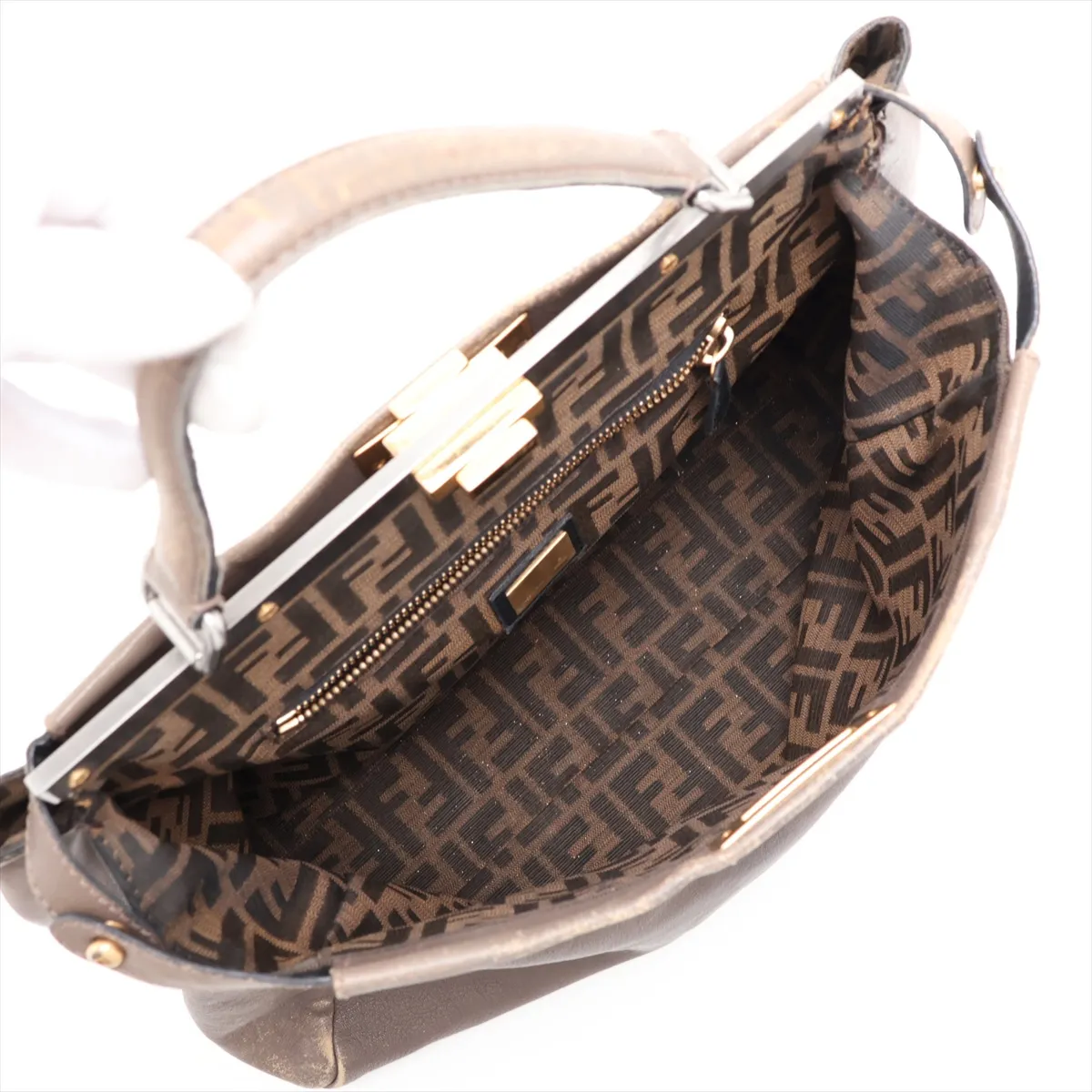 Peekaboo Large Leather 2-Way Handbag Brown 8BN210 — view 8