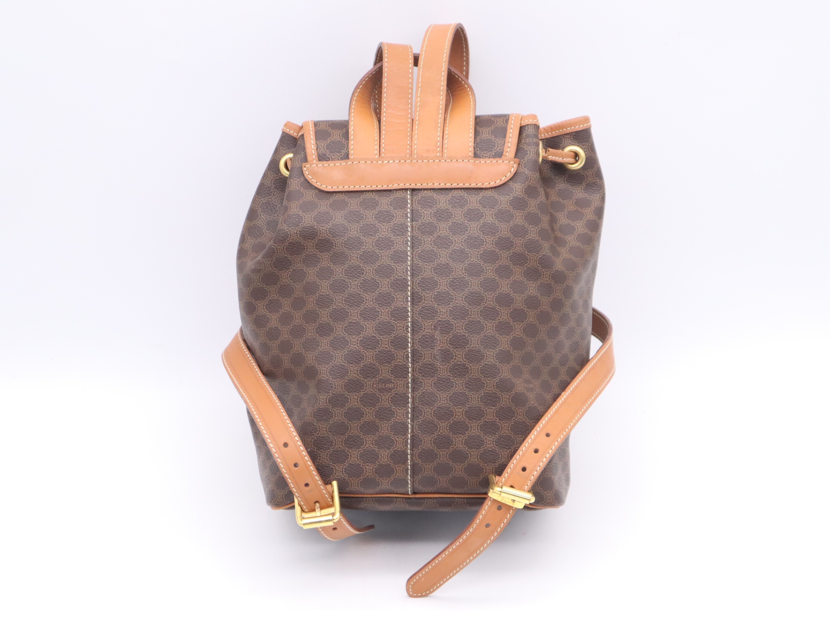 PVC x Leather Macadam Backpack, Brown, Gold Hardware — view 2