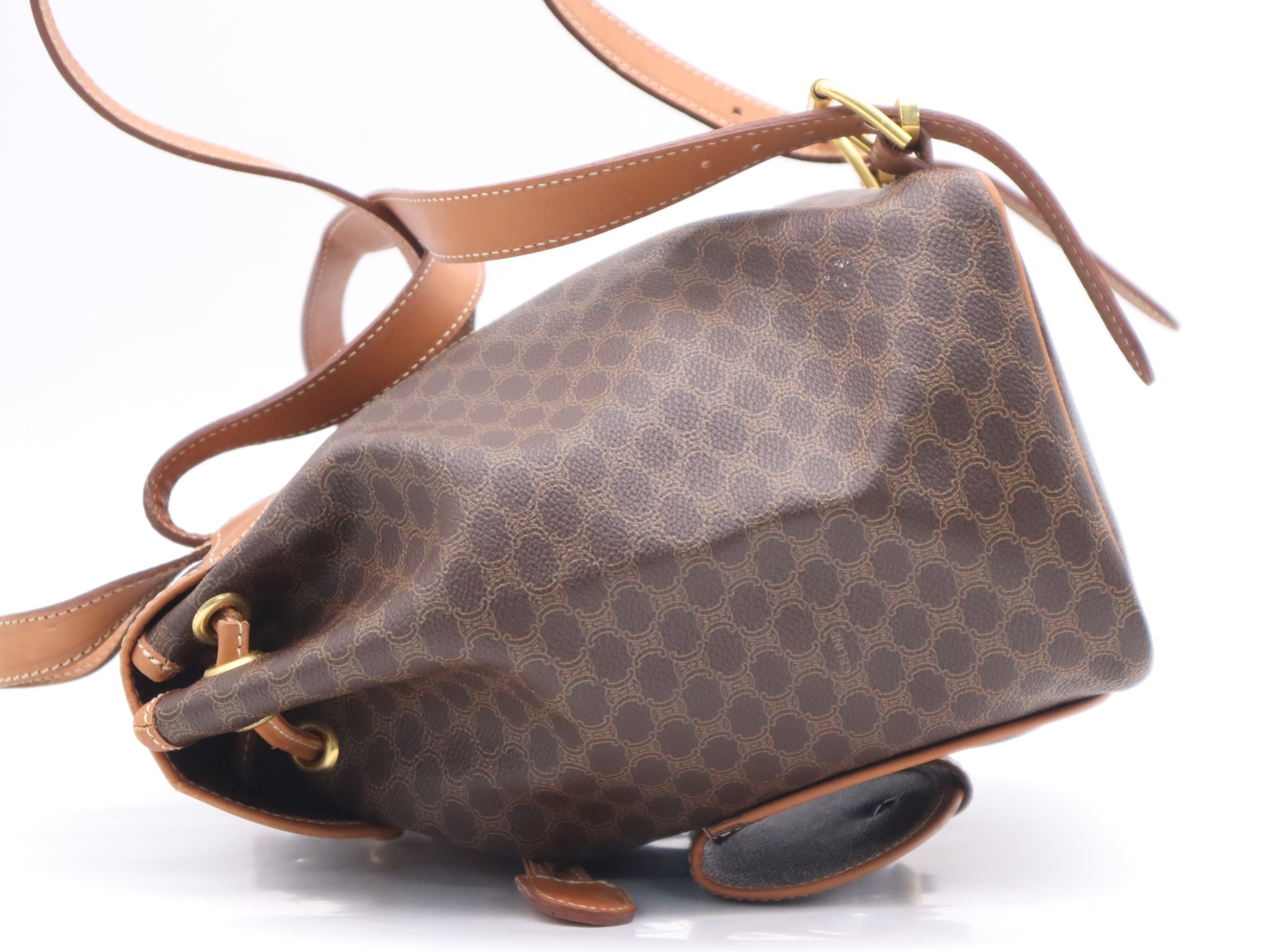 PVC x Leather Macadam Backpack, Brown, Gold Hardware — view 3