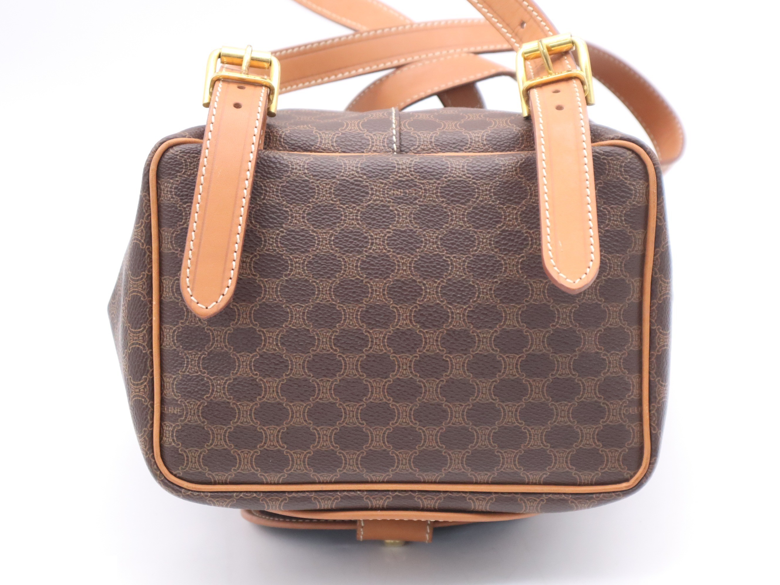 PVC x Leather Macadam Backpack, Brown, Gold Hardware — view 4