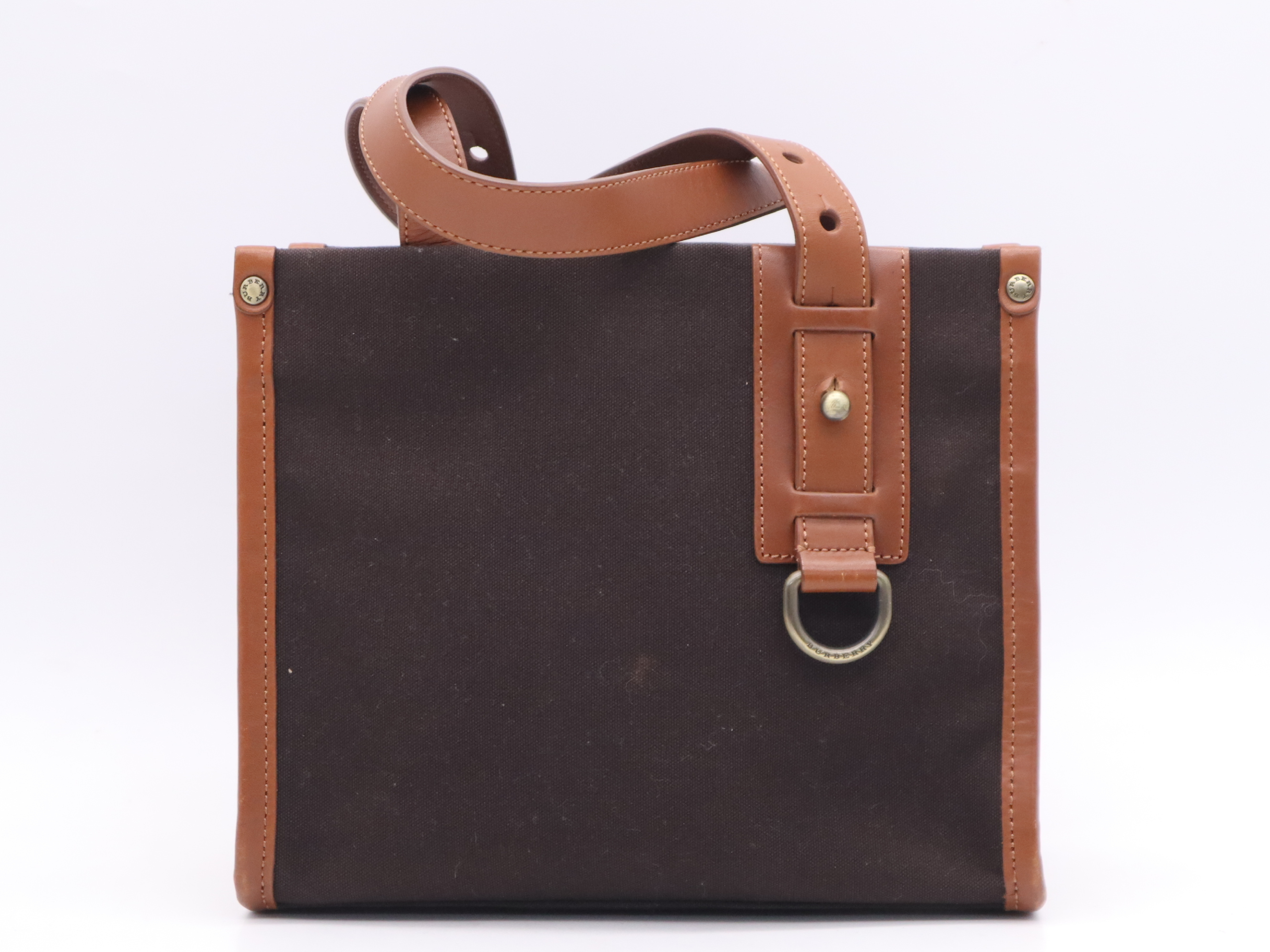 Canvas/Leather Brown Light Brown Gold Hardware Handbag — view 2