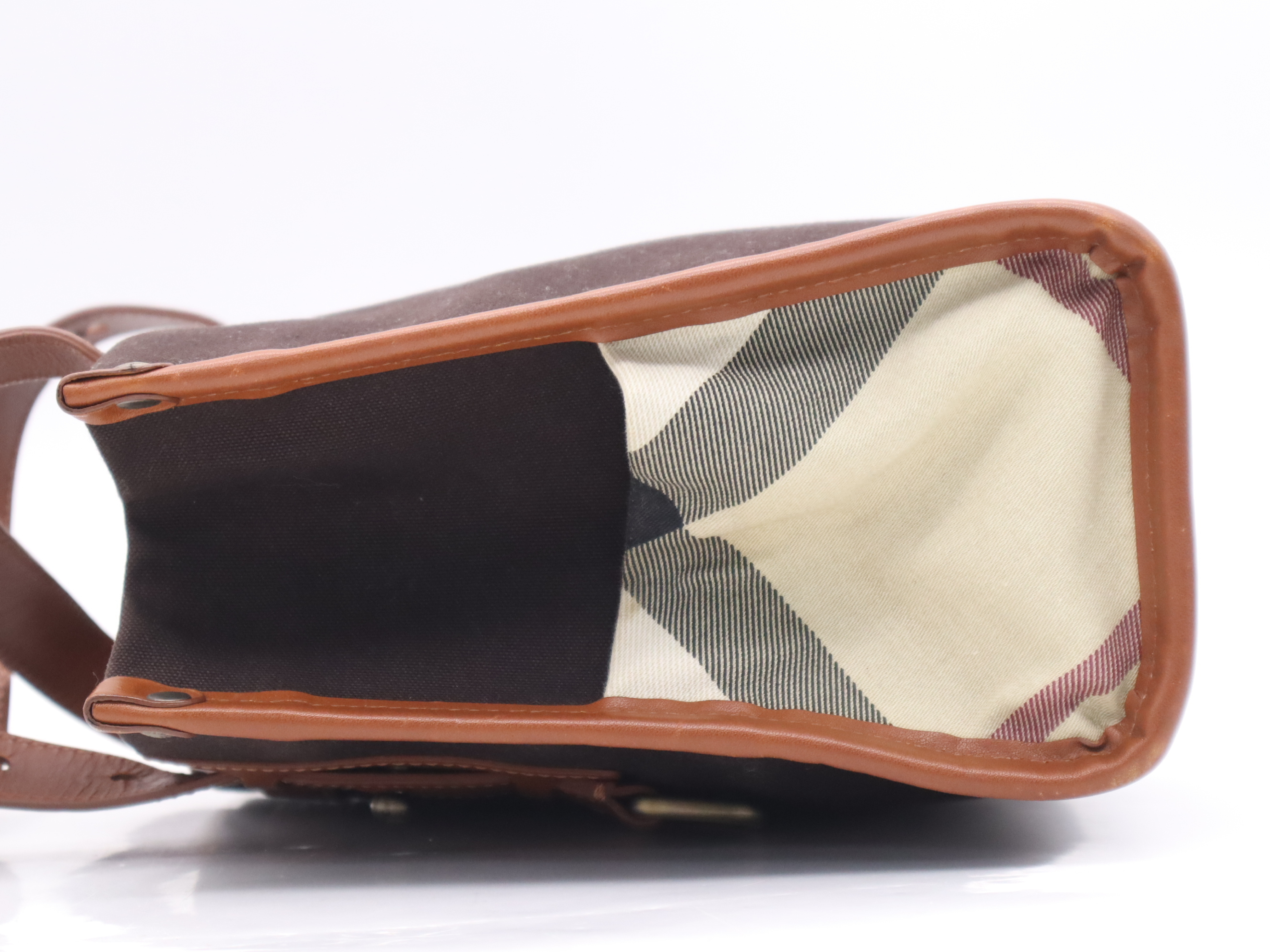 Canvas/Leather Brown Light Brown Gold Hardware Handbag — view 3