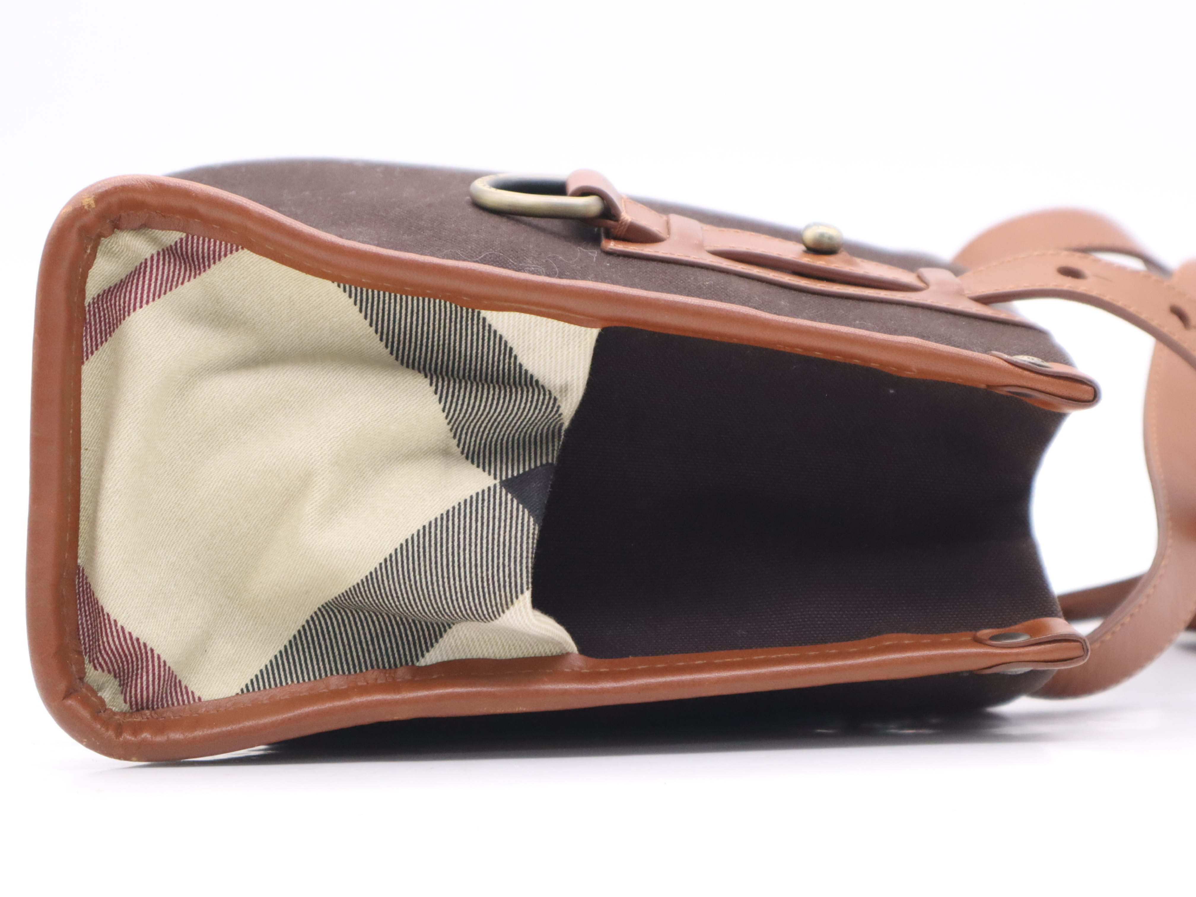 Canvas/Leather Brown Light Brown Gold Hardware Handbag — view 5