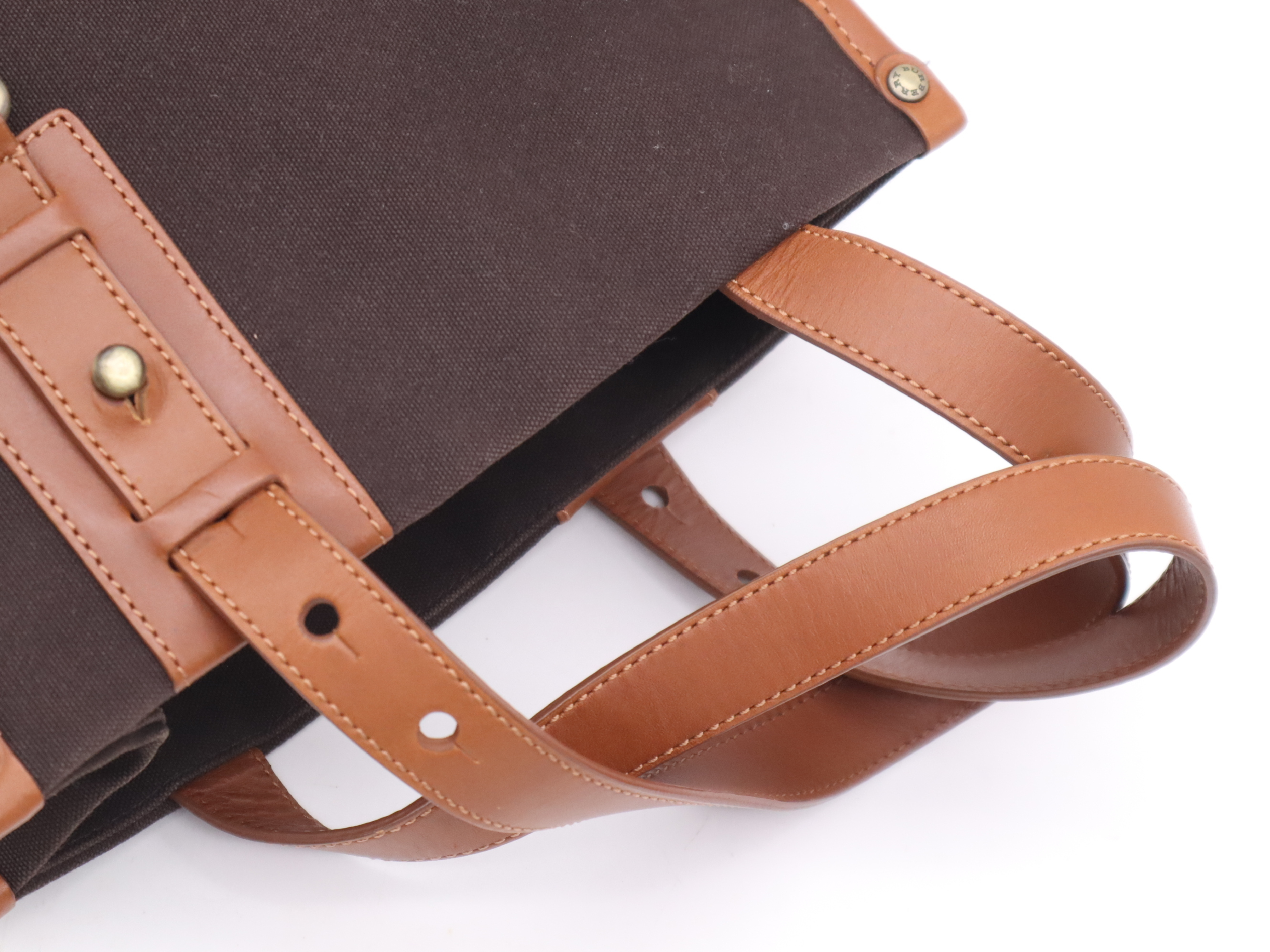 Canvas/Leather Brown Light Brown Gold Hardware Handbag — view 6