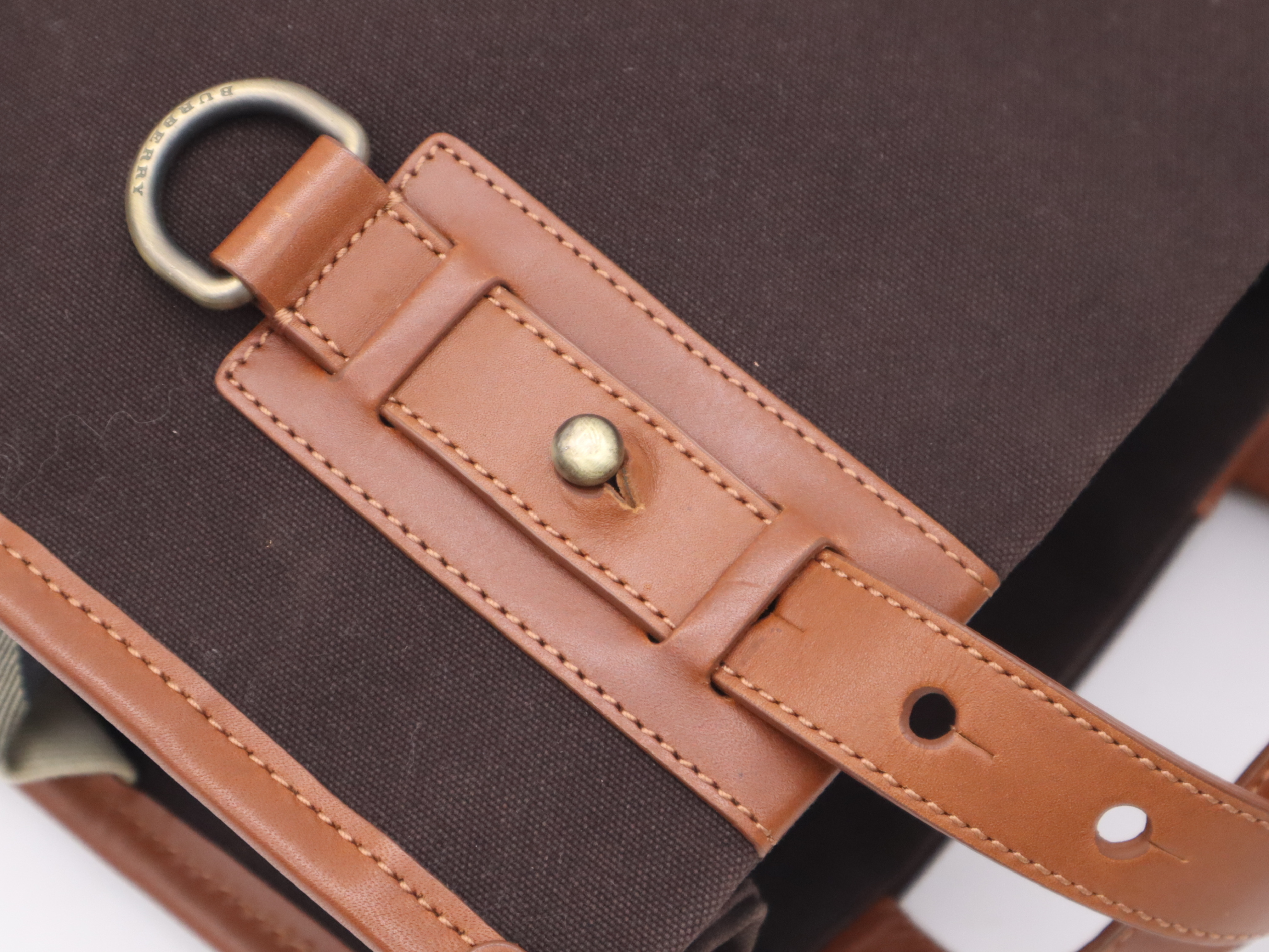 Canvas/Leather Brown Light Brown Gold Hardware Handbag — view 7