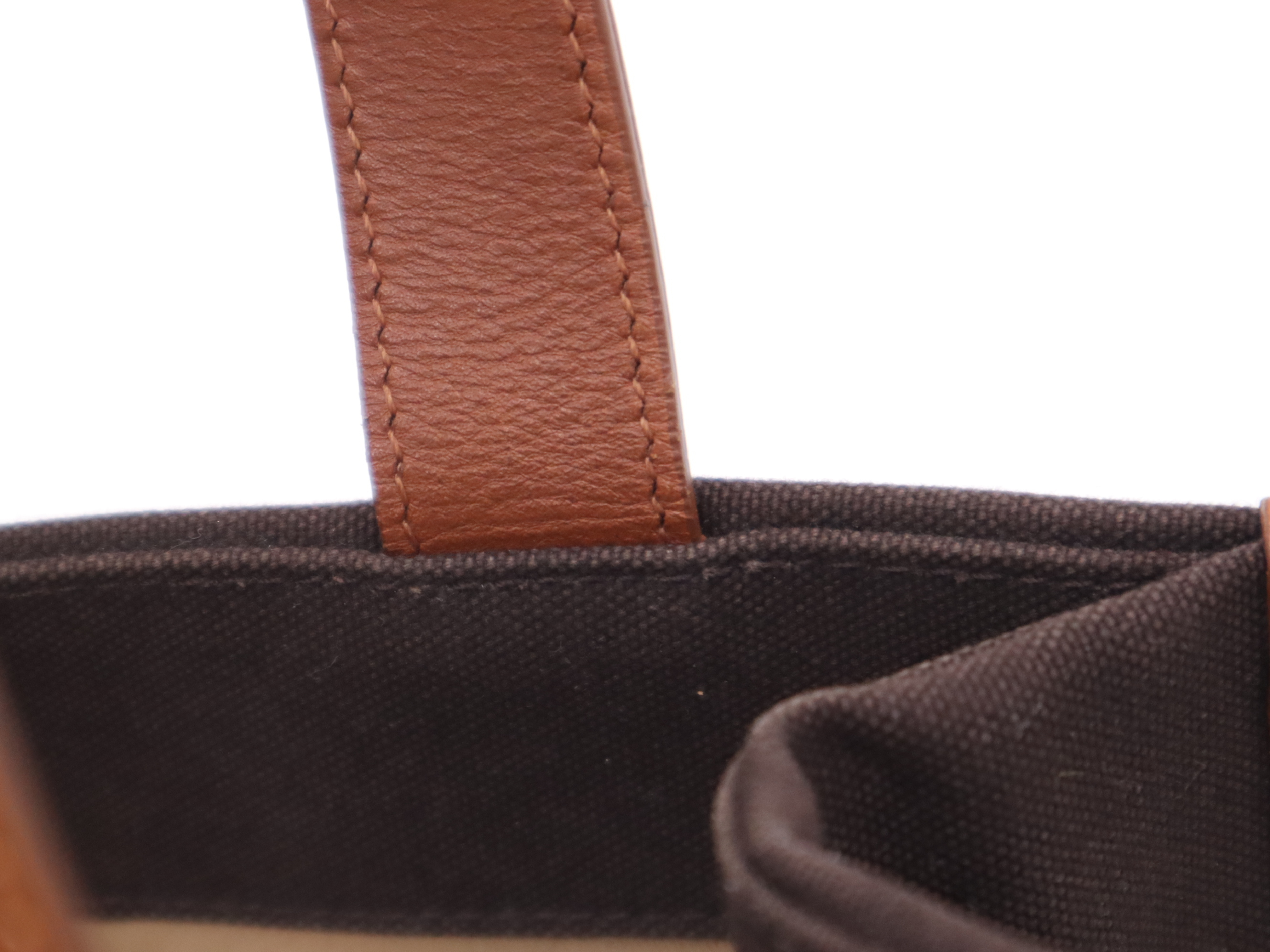 Canvas/Leather Brown Light Brown Gold Hardware Handbag — view 8