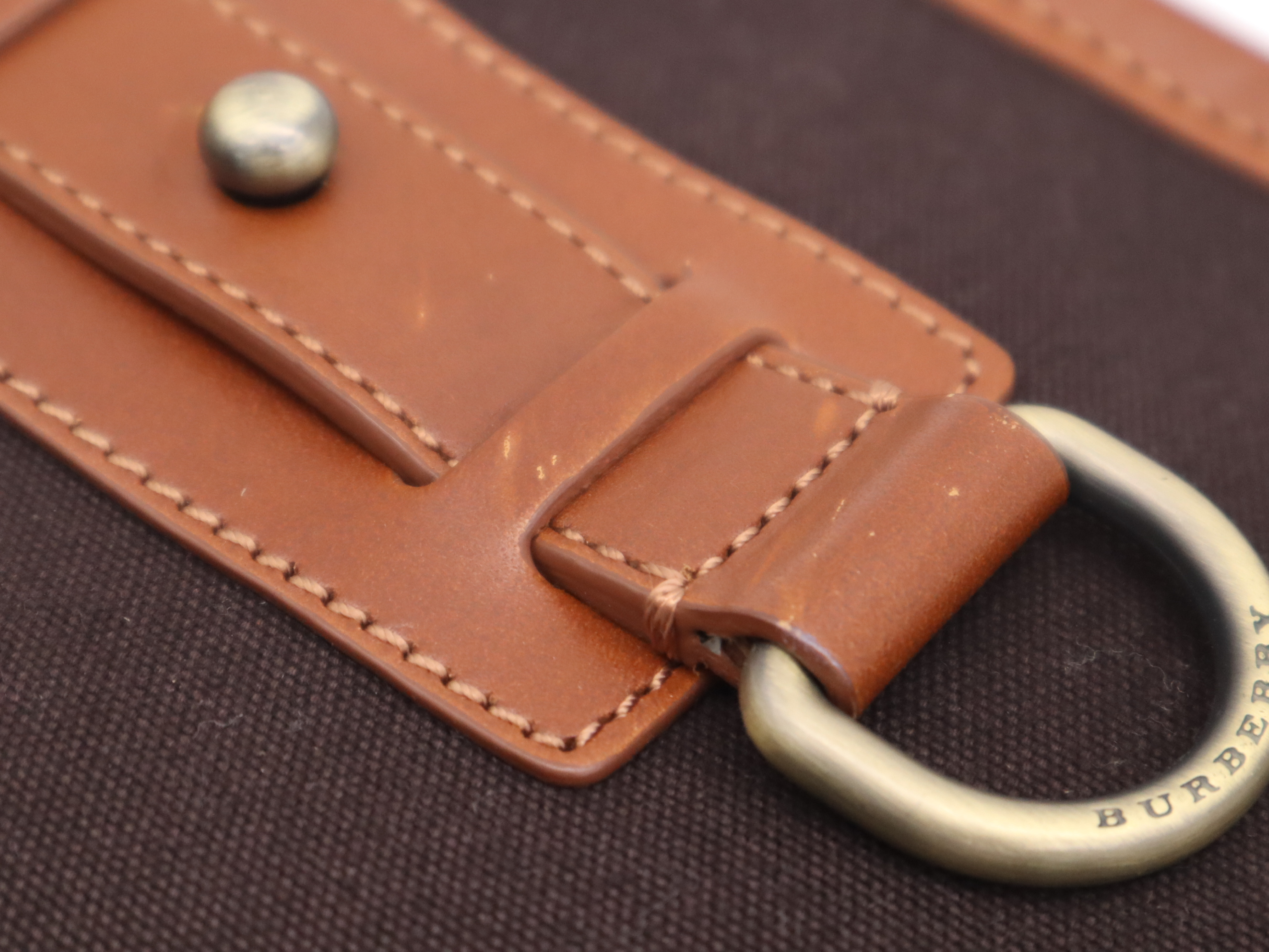 Canvas/Leather Brown Light Brown Gold Hardware Handbag — view 9